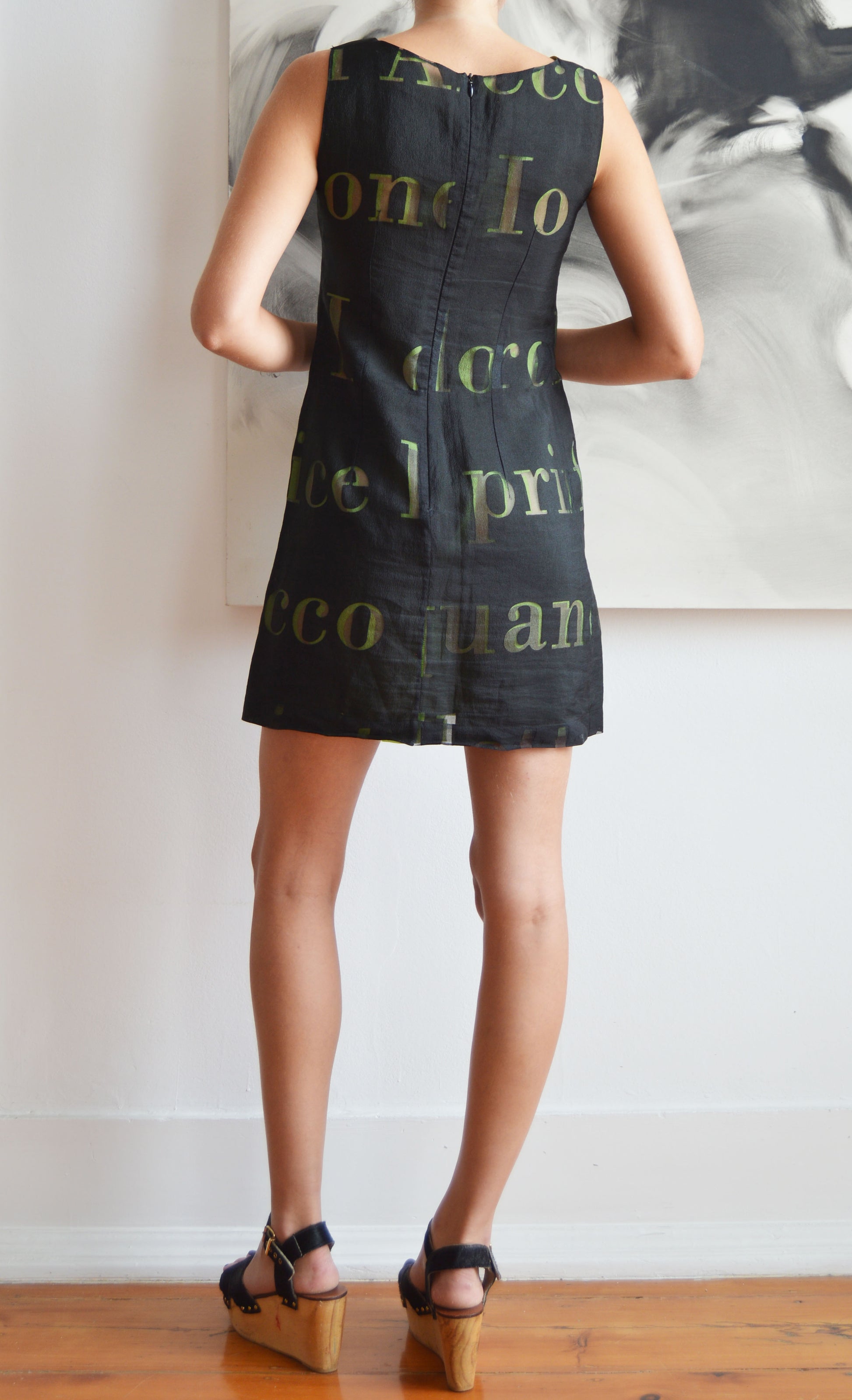 vintage moschino cheap and chic black and green dress