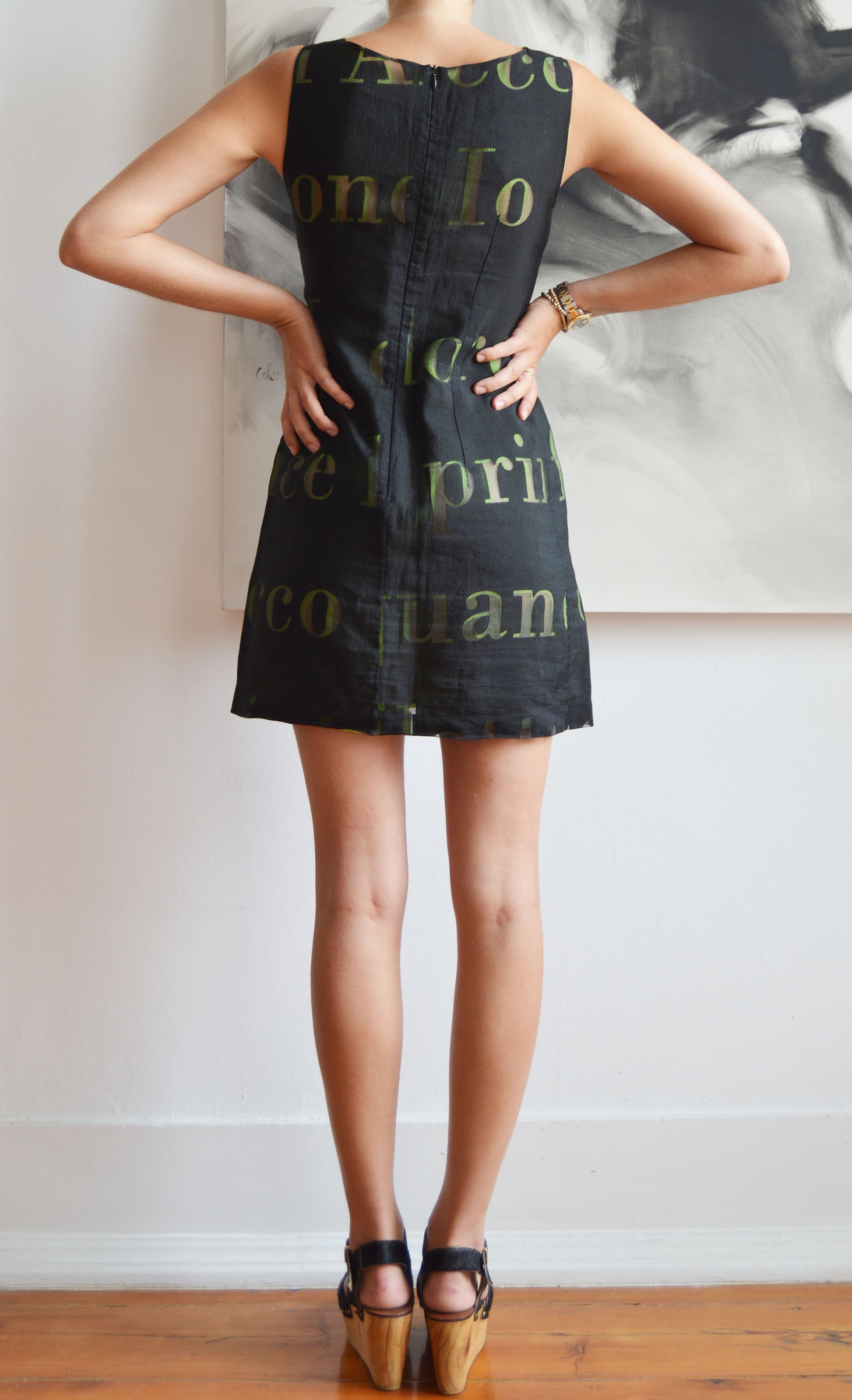 vintage moschino cheap and chic black and green dress