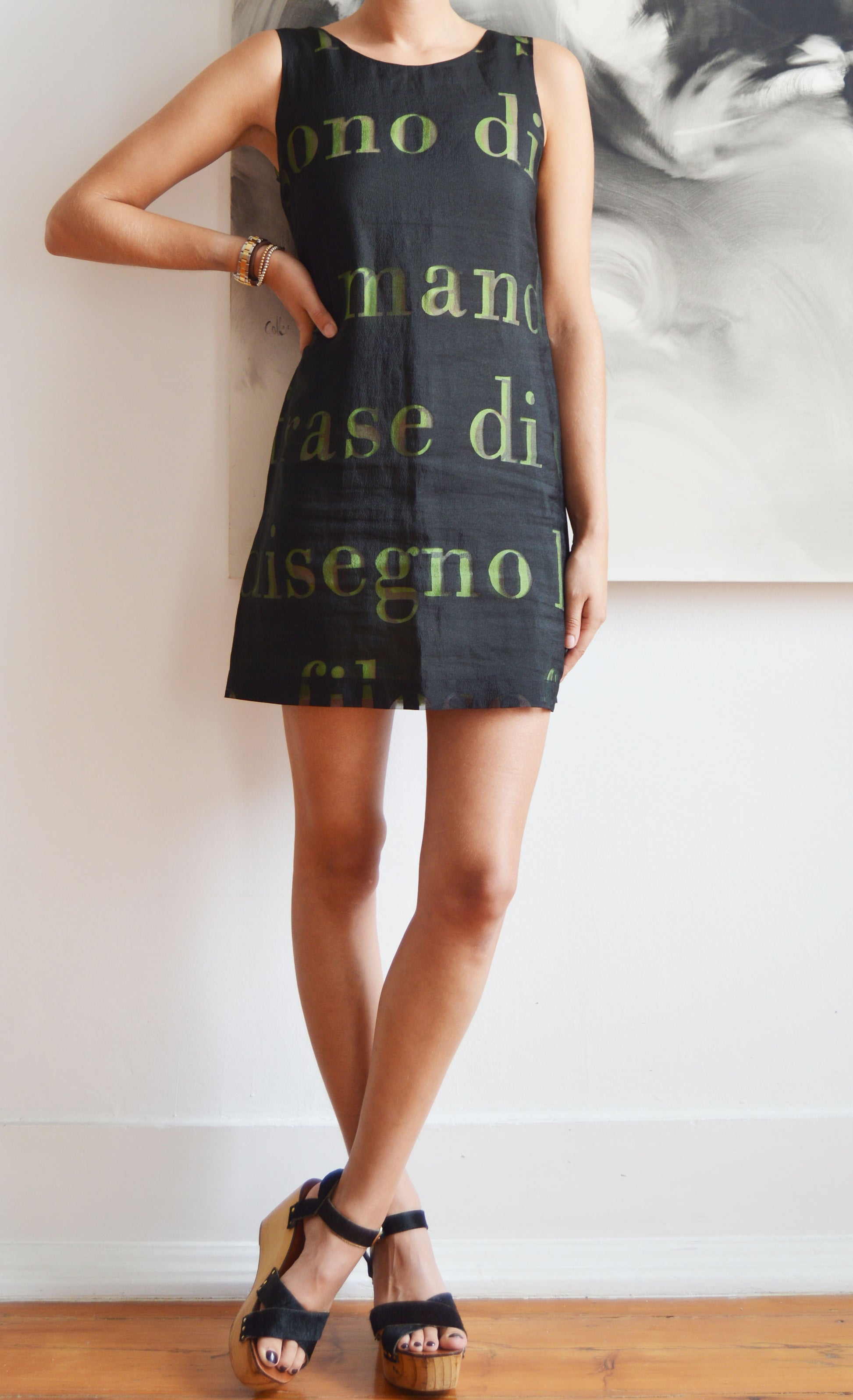 vintage moschino cheap and chic black and green dress