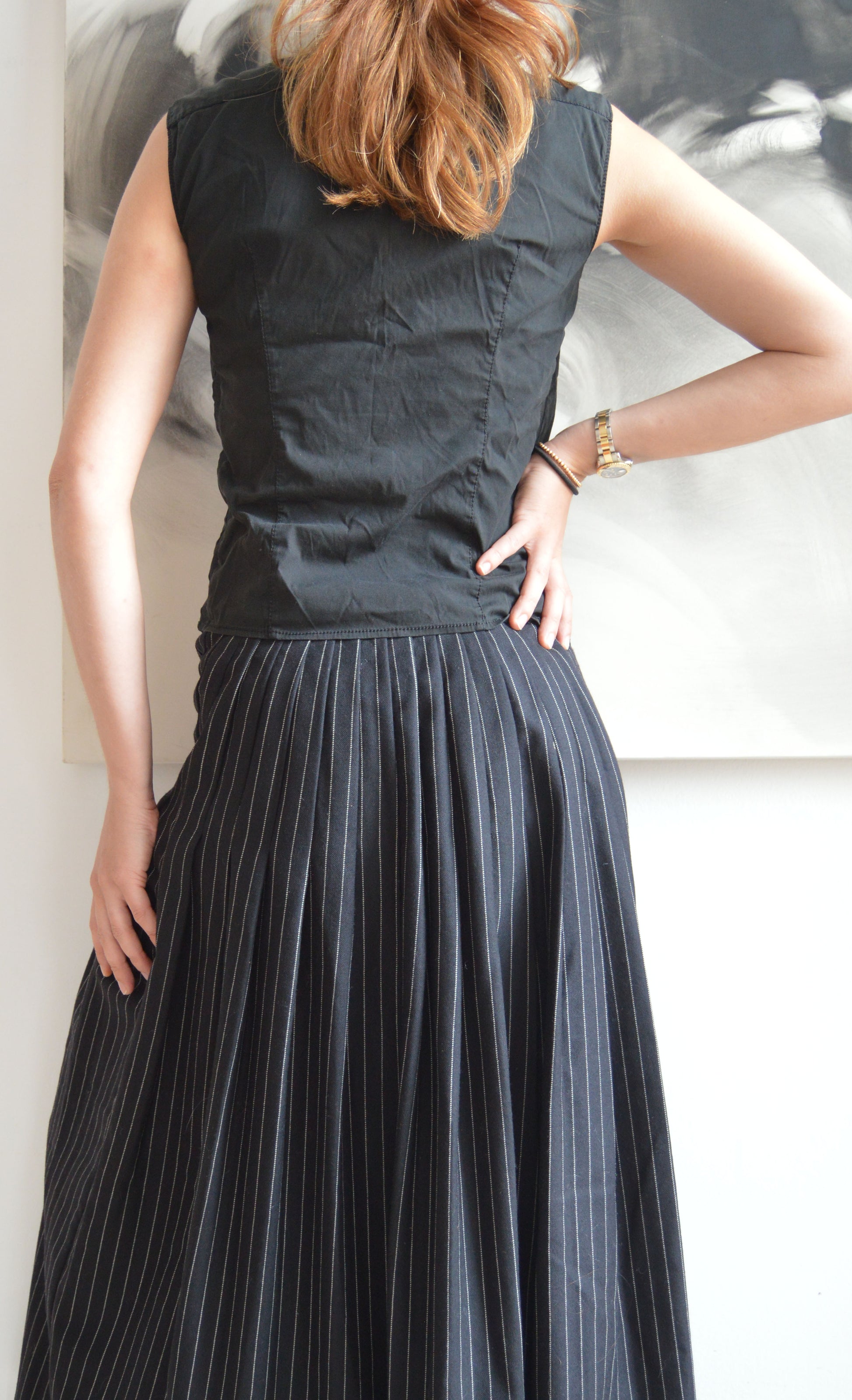 vintage prada black asymmetrical shirt