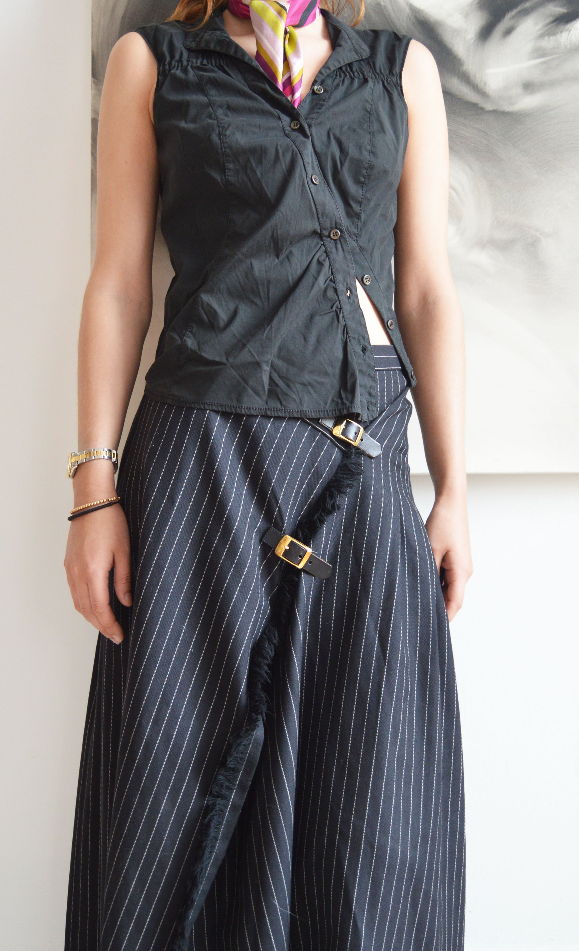 vintage prada black asymmetrical shirt
