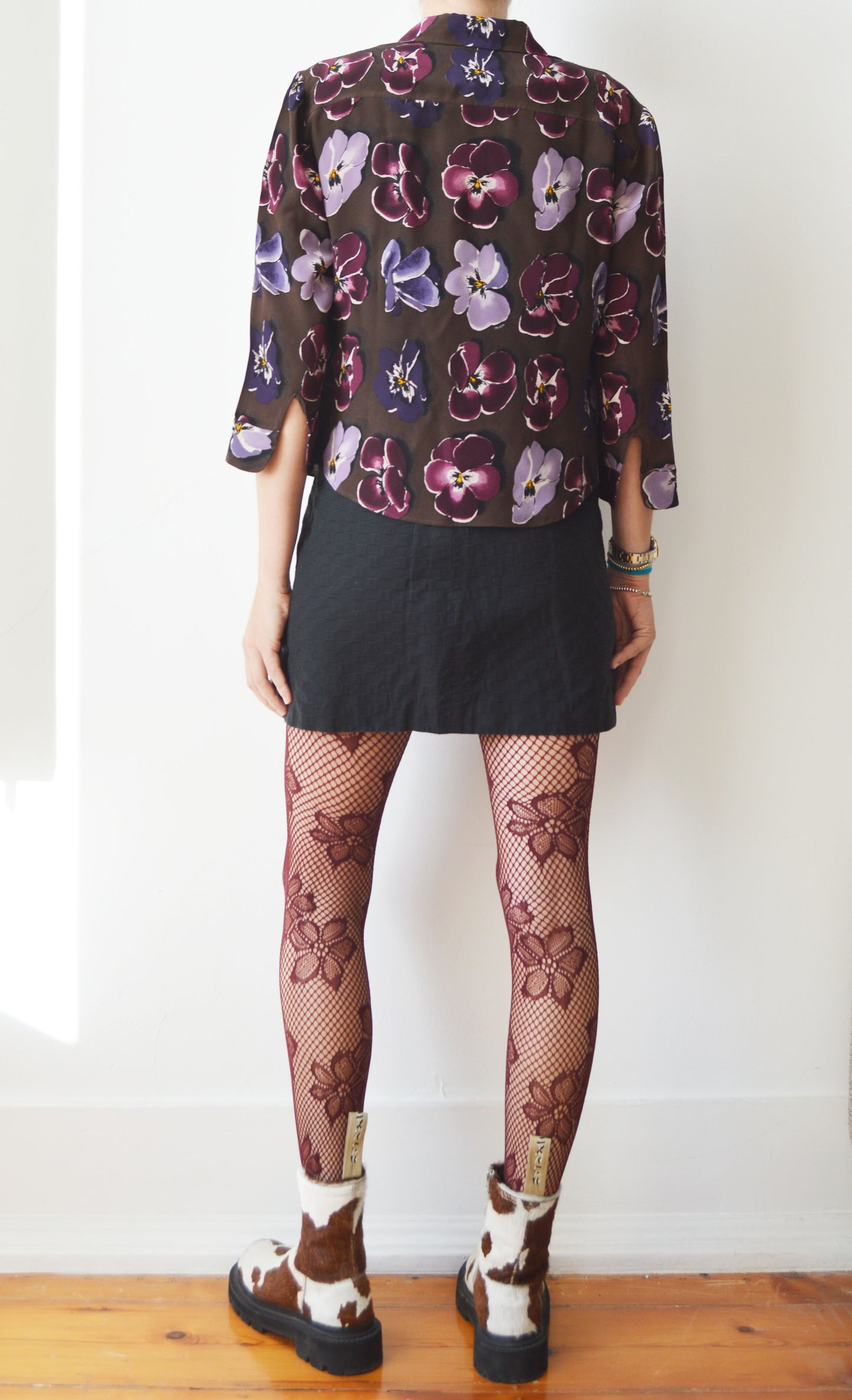 Vintage Prada F/W 2000 Purple Silk Floral Shirt