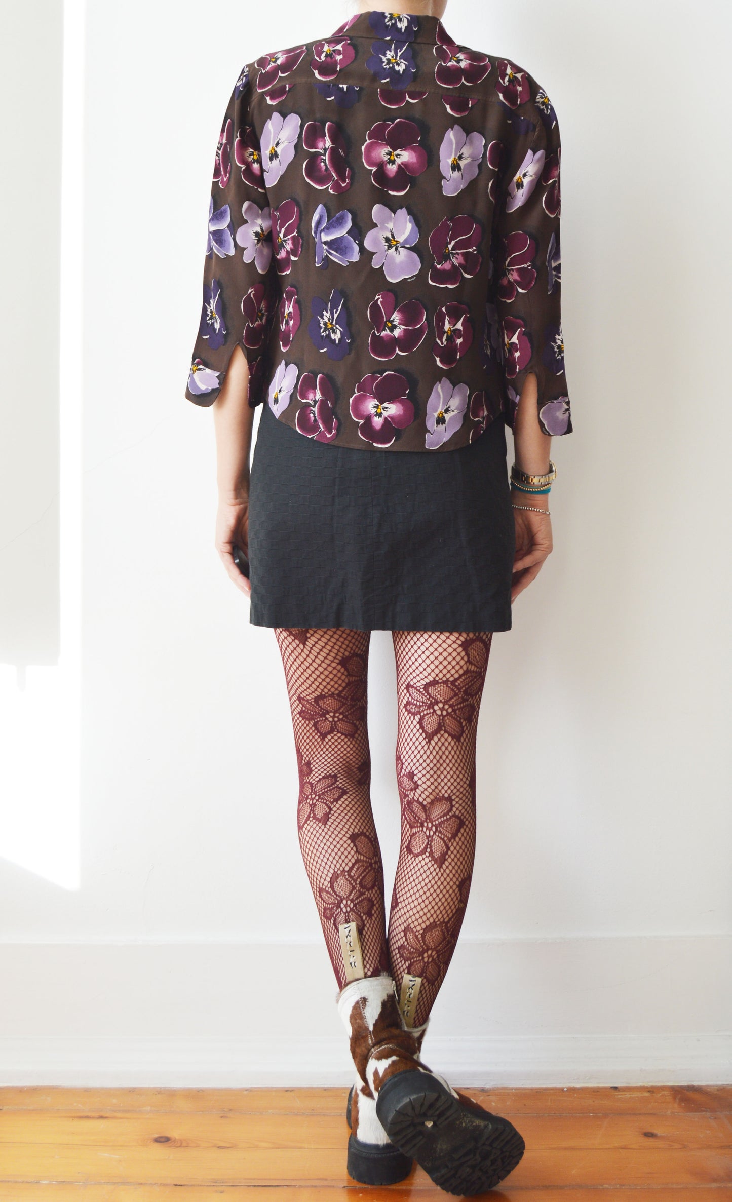Vintage Prada F/W 2000 Purple Silk Floral Shirt