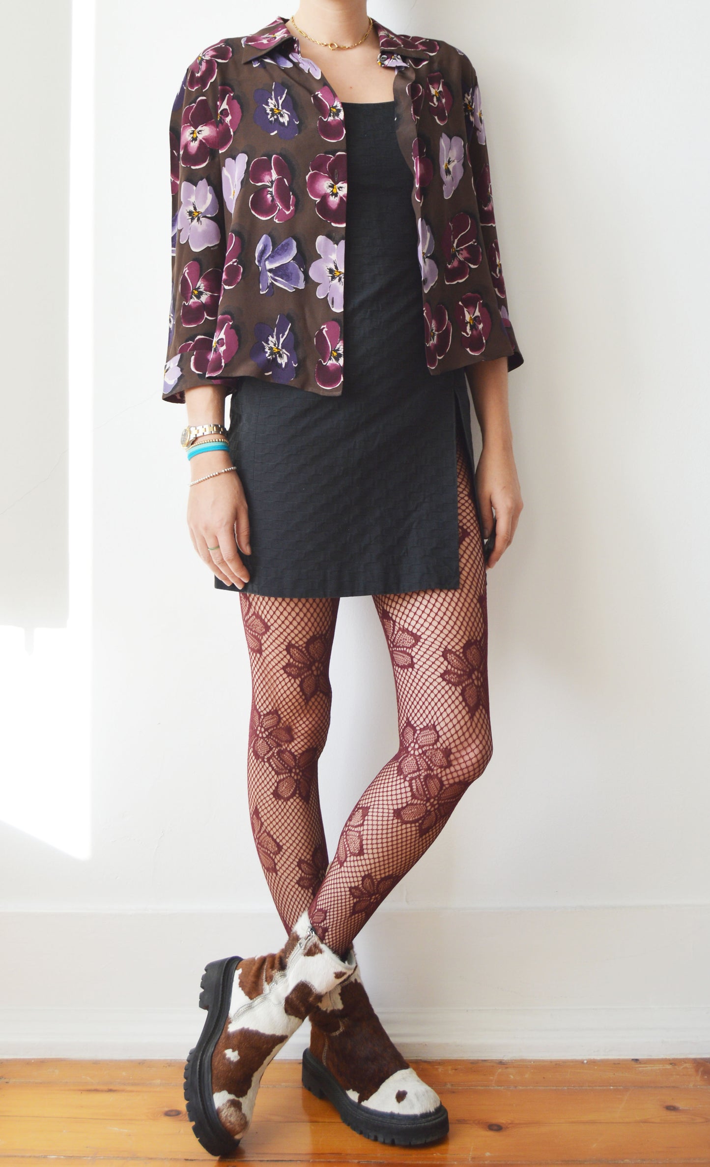 Vintage Prada F/W 2000 Purple Silk Floral Shirt
