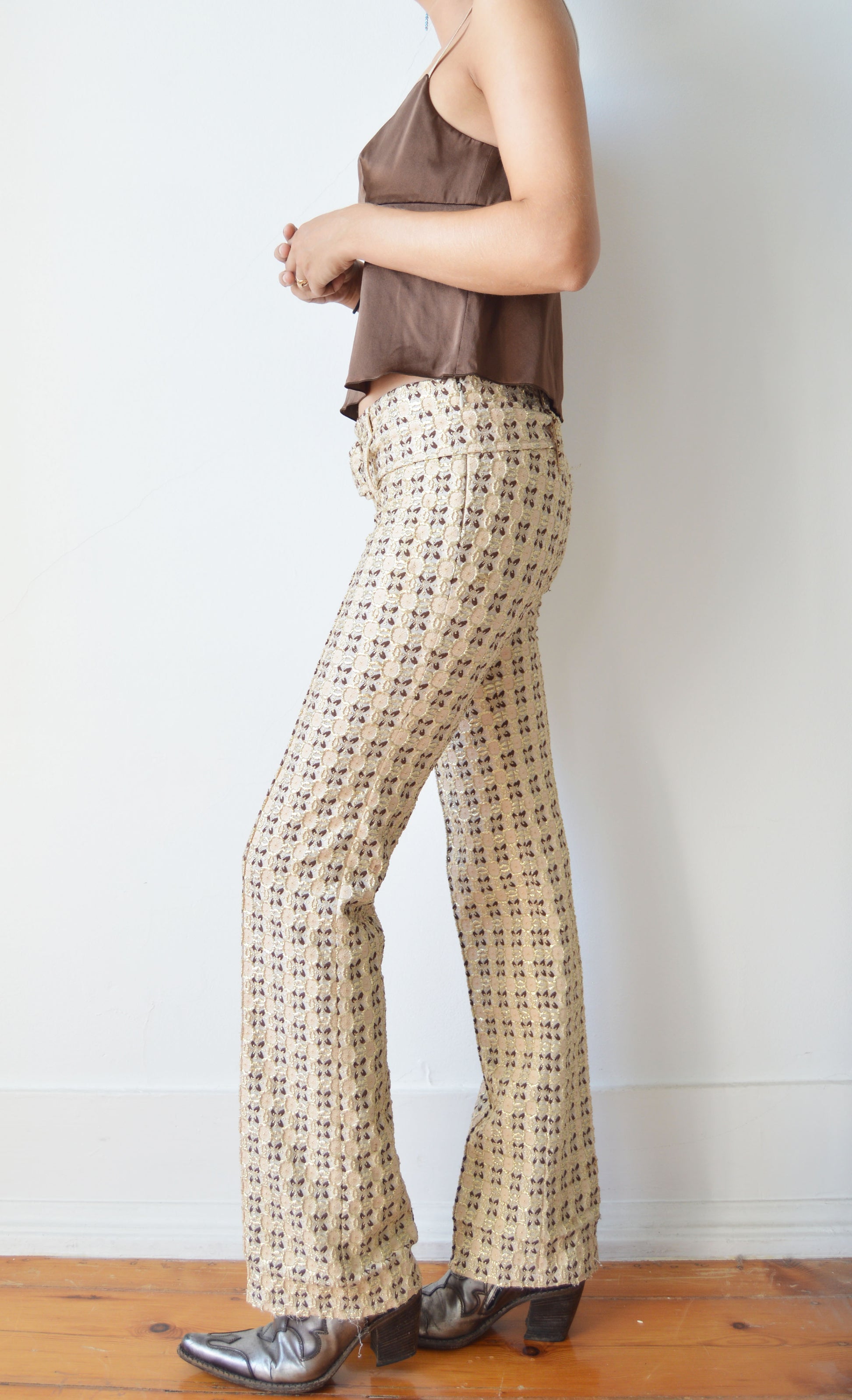 Vintage Prada S/S 2002 Metallic Brocade Trousers