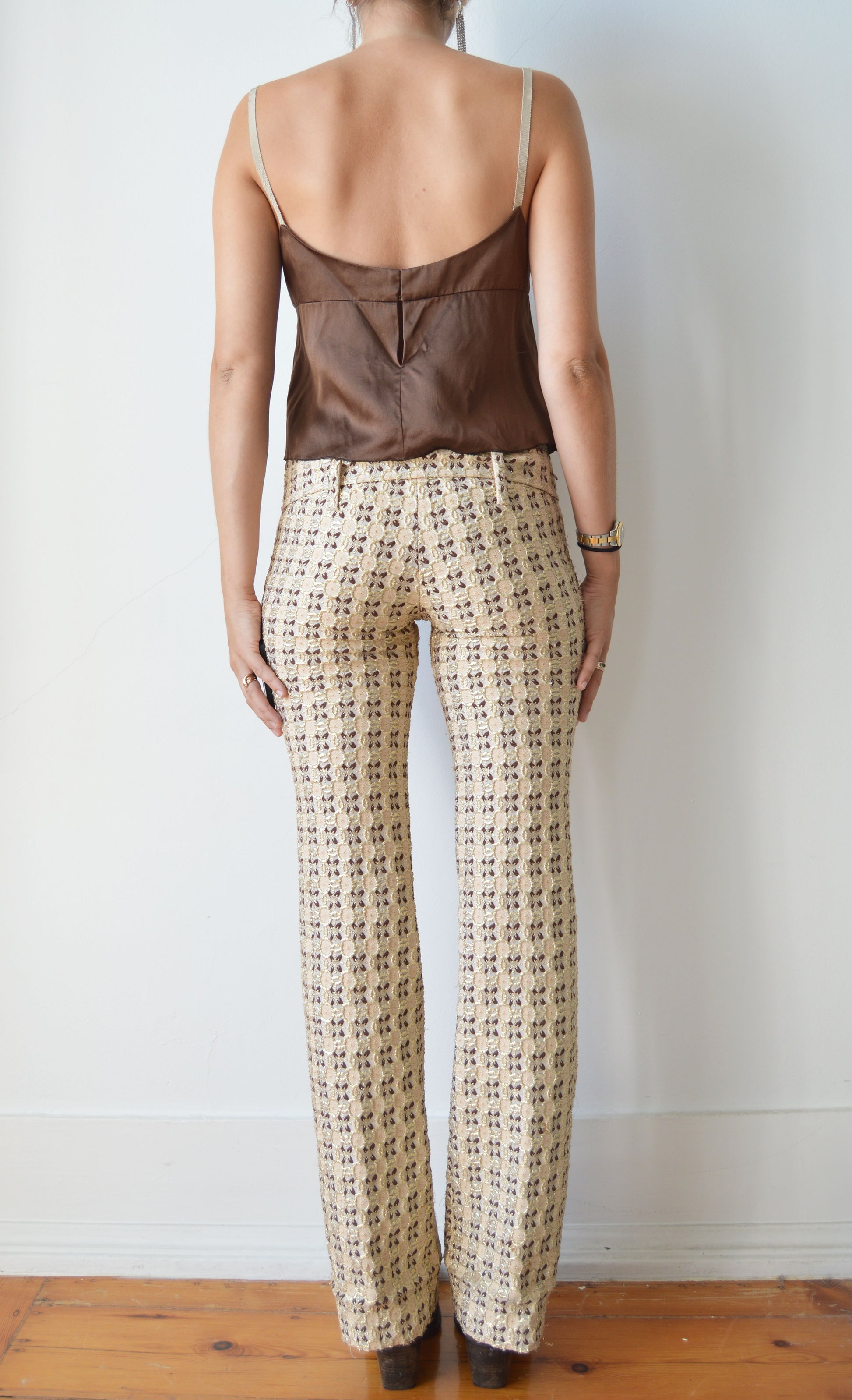 Vintage Prada S/S 2002 Metallic Brocade Trousers