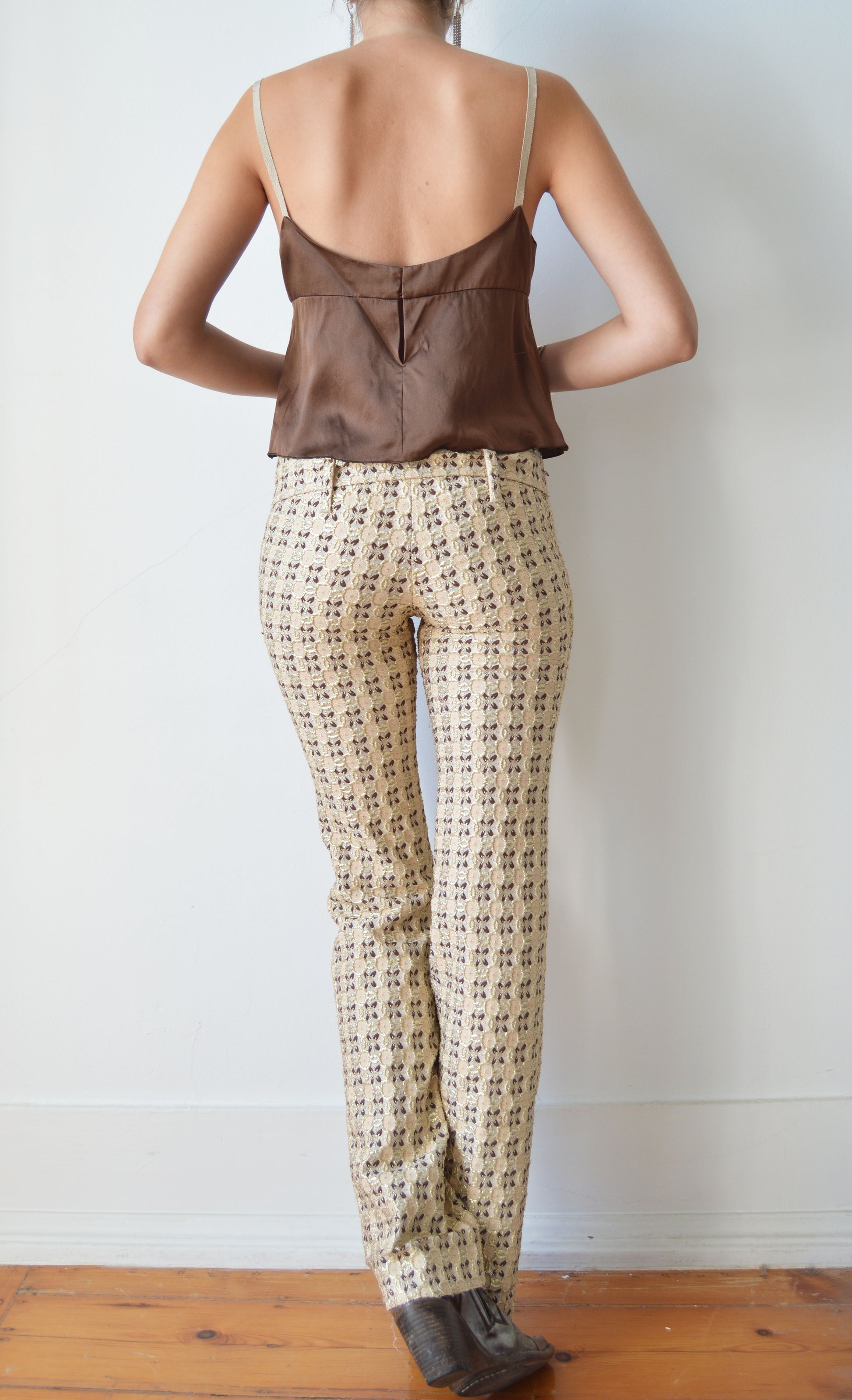 Vintage Prada S/S 2002 Metallic Brocade Trousers