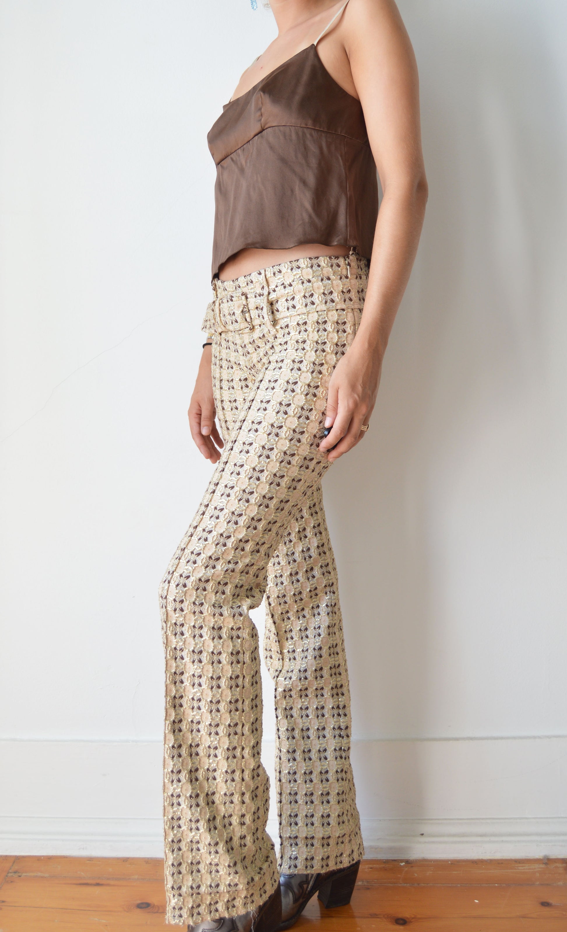 Vintage Prada S/S 2002 Metallic Brocade Trousers