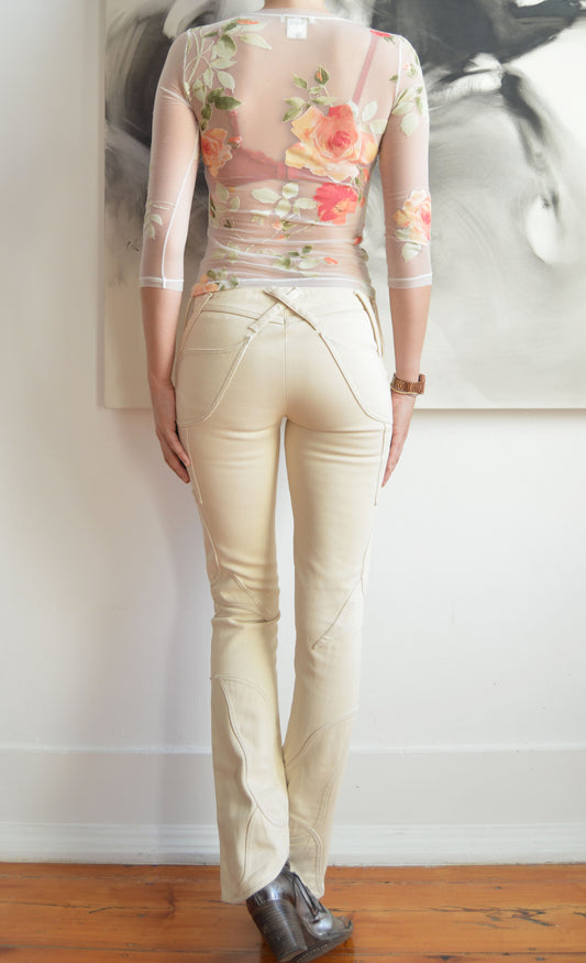 vintage roberto cavalli ss 1999 floral mesh top