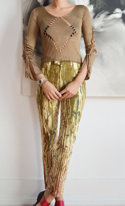 vintage thierry mugler gold lurex knitted top