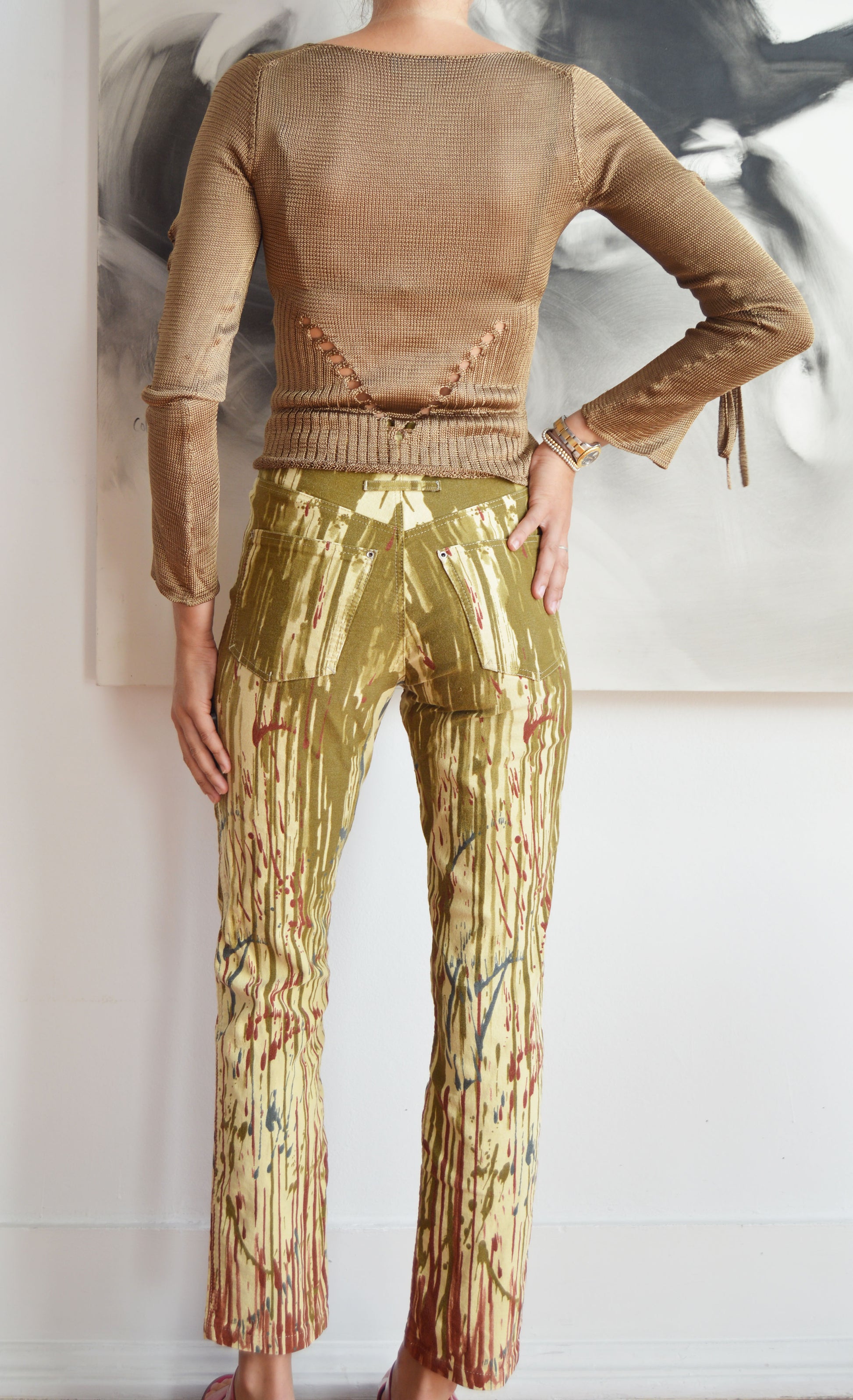 vintage thierry mugler gold lurex knitted top