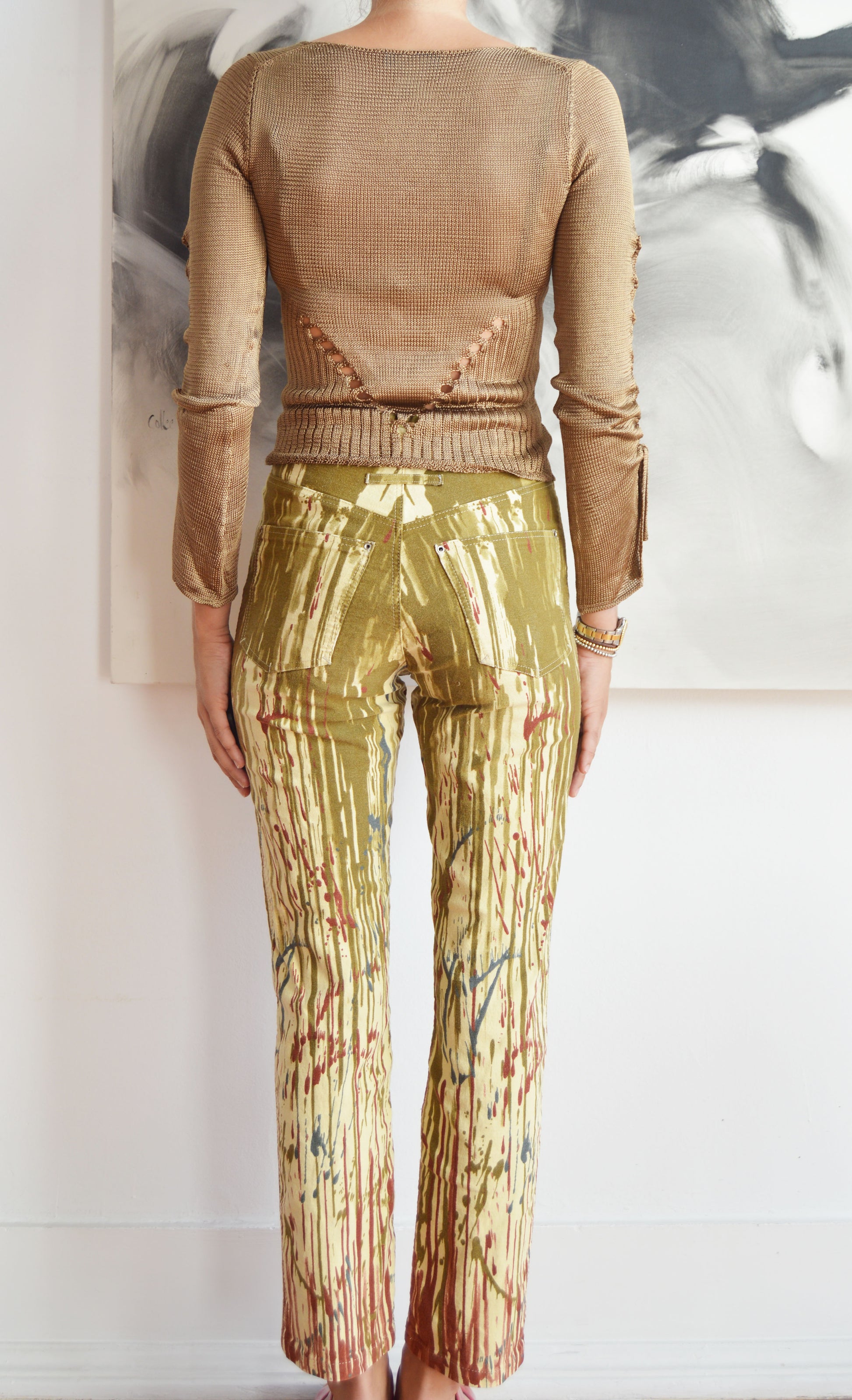 vintage thierry mugler gold lurex knitted top