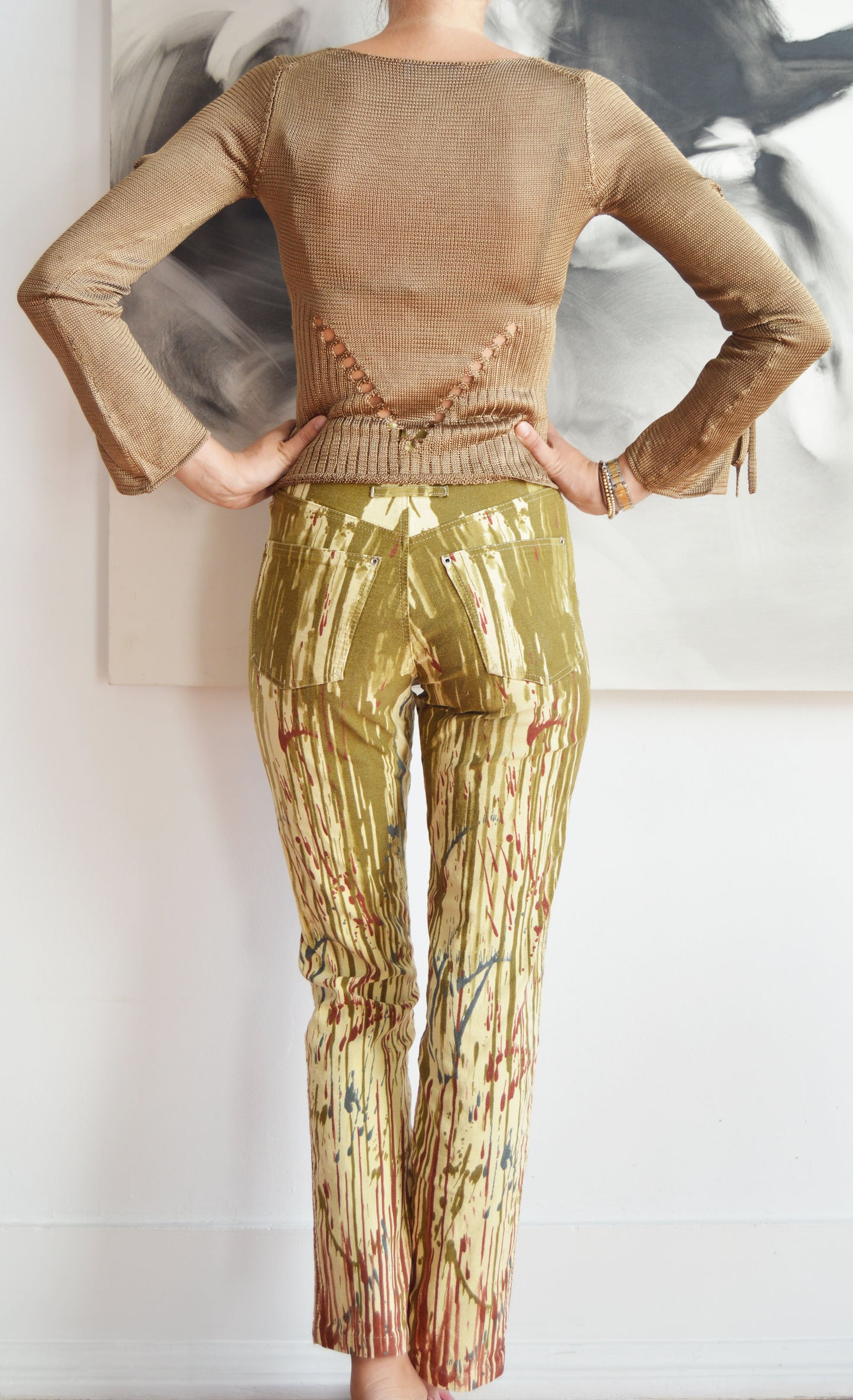 vintage thierry mugler gold lurex knitted top