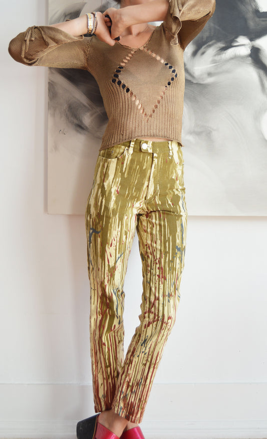 vintage thierry mugler gold lurex knitted top
