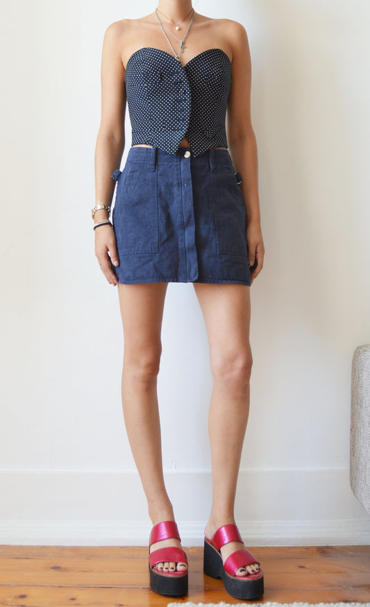 vintage vivienne westwood anglomania blue mini skirt