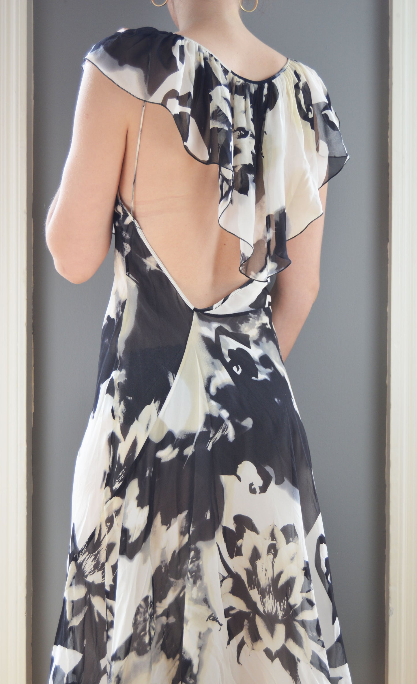 Vintage Iceberg Black and White Silk Dress