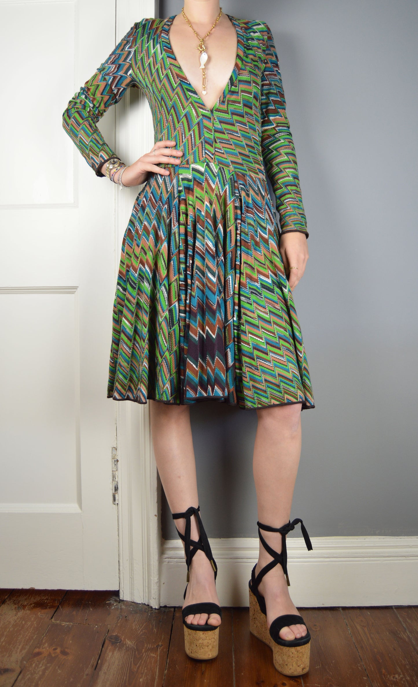 Vintage Missoni Green Knitted Dress