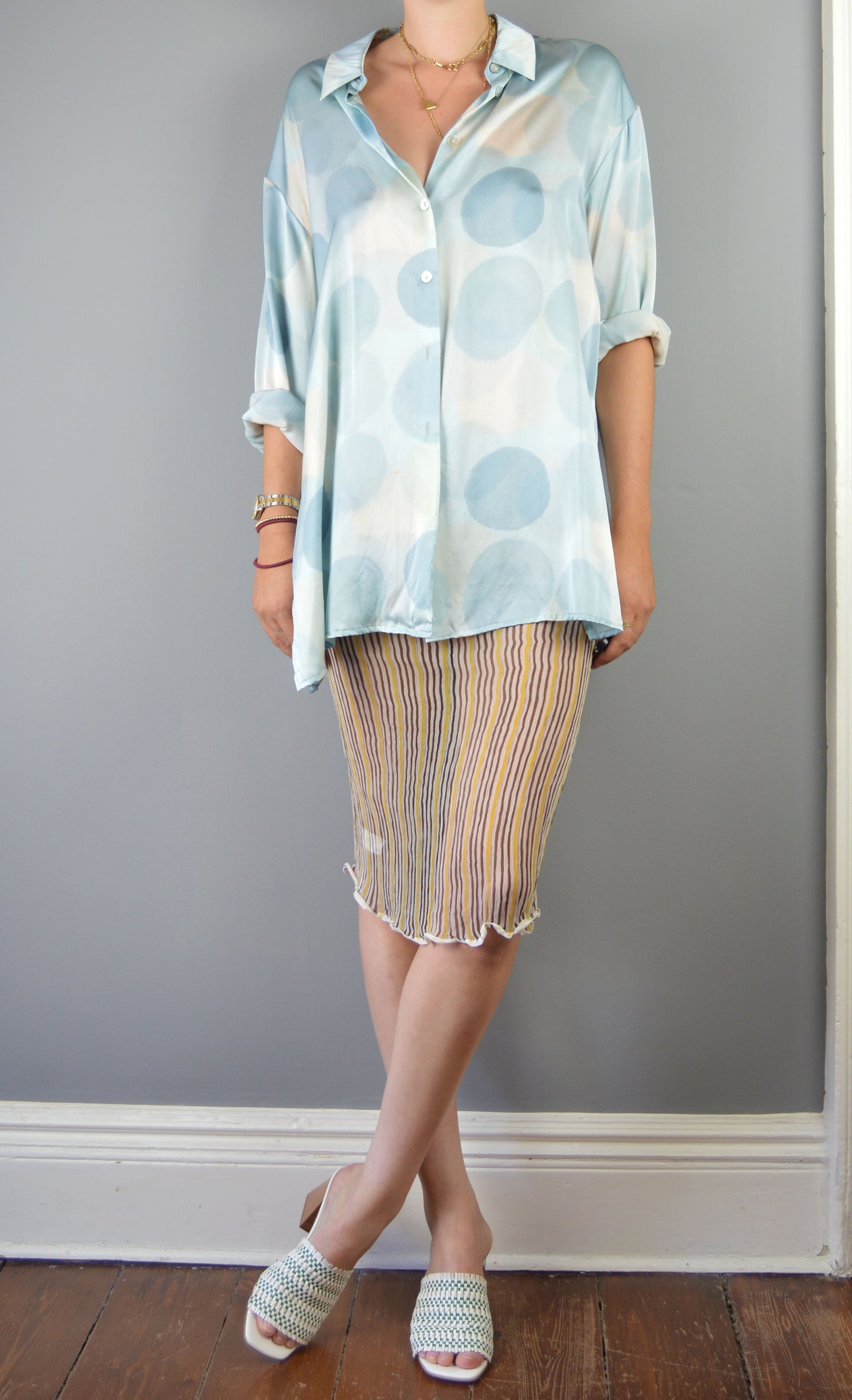 Vintage Prada Fall 2000 Silk Striped Skirt