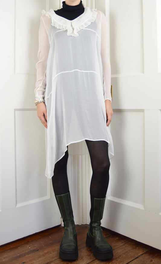 Vintage Prada 1994 White Sheer Silk Dress