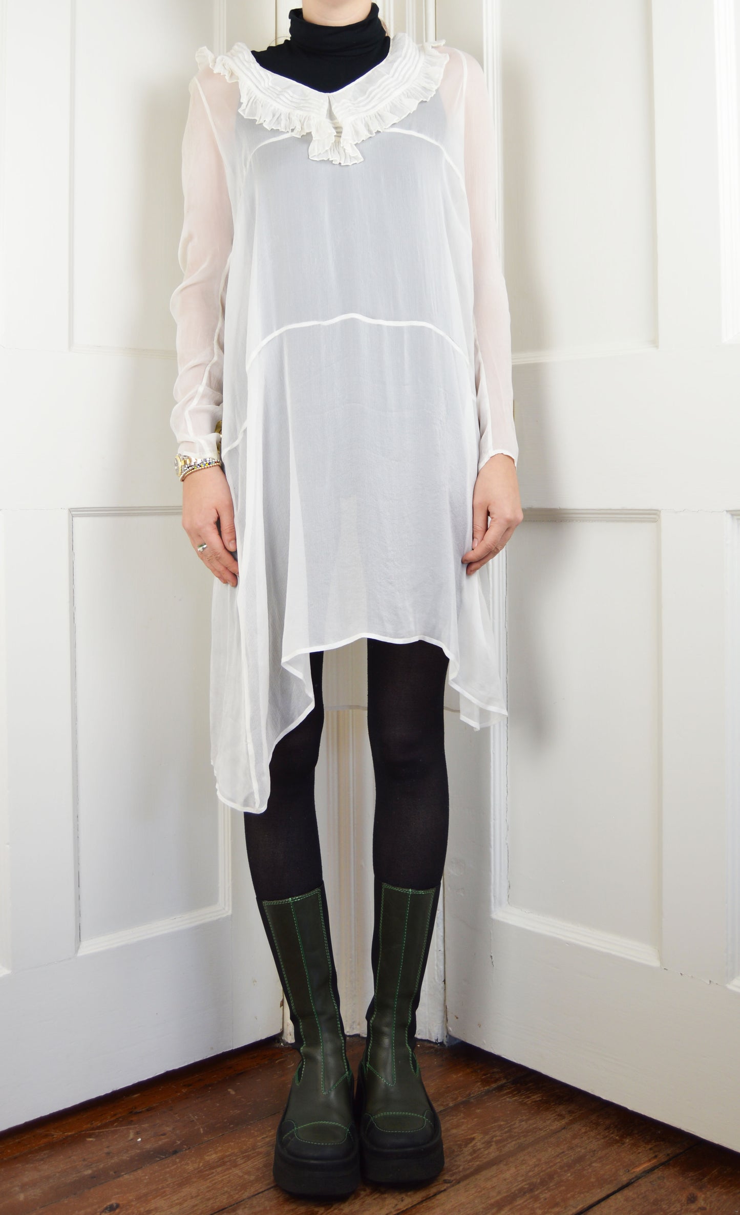 Vintage Prada 1994 White Sheer Silk Dress