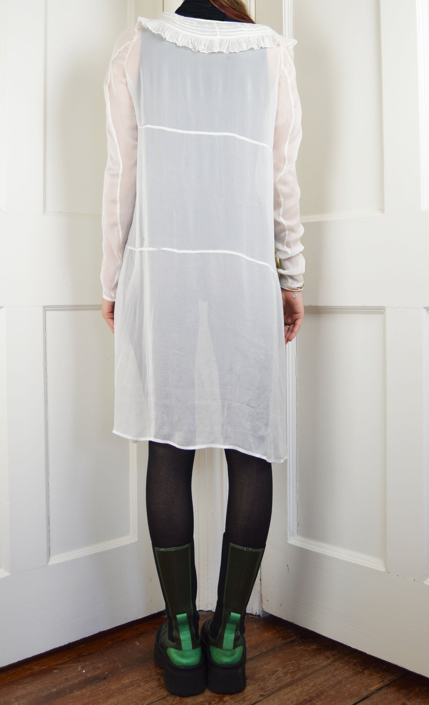 Vintage Prada 1994 White Sheer Silk Dress