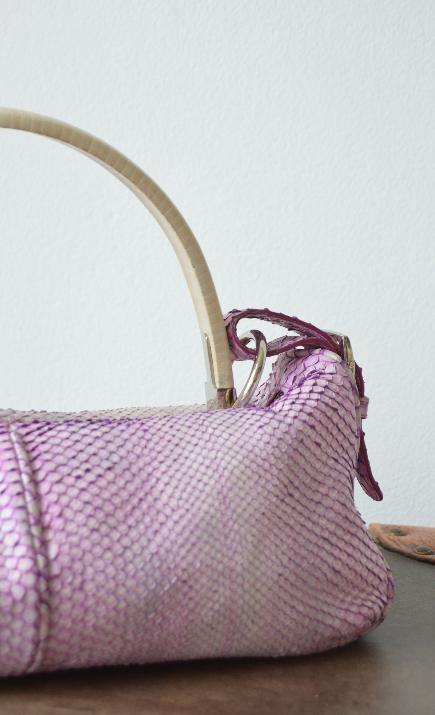 Sergio Rossi Pink Python Shoulder Bag