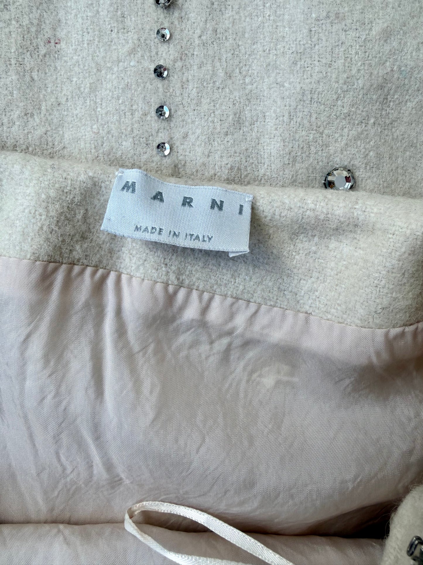 Vintage Marni F/W 2000 White Wool Skirt with Embellishments