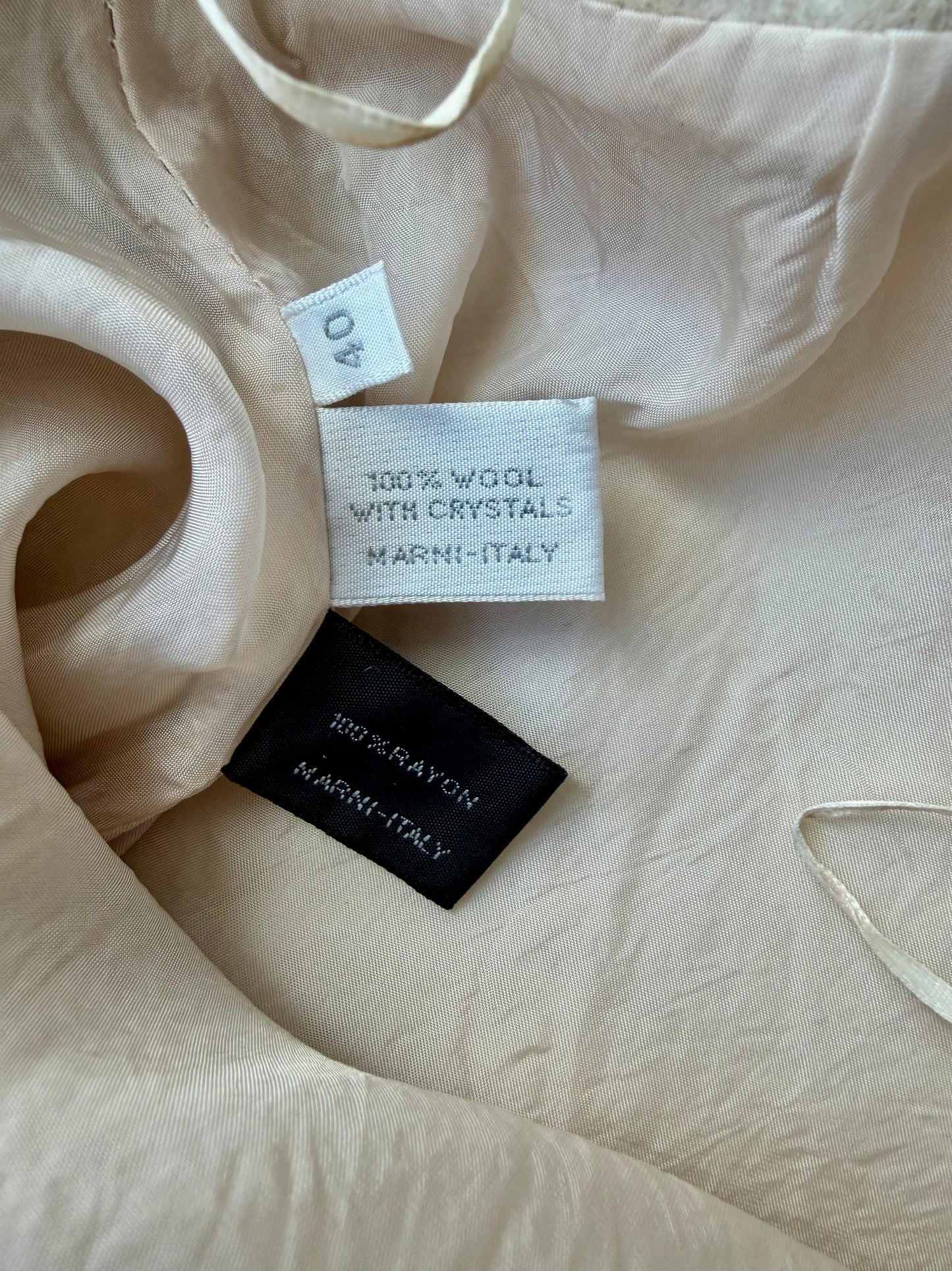 Vintage Marni F/W 2000 White Wool Skirt with Embellishments