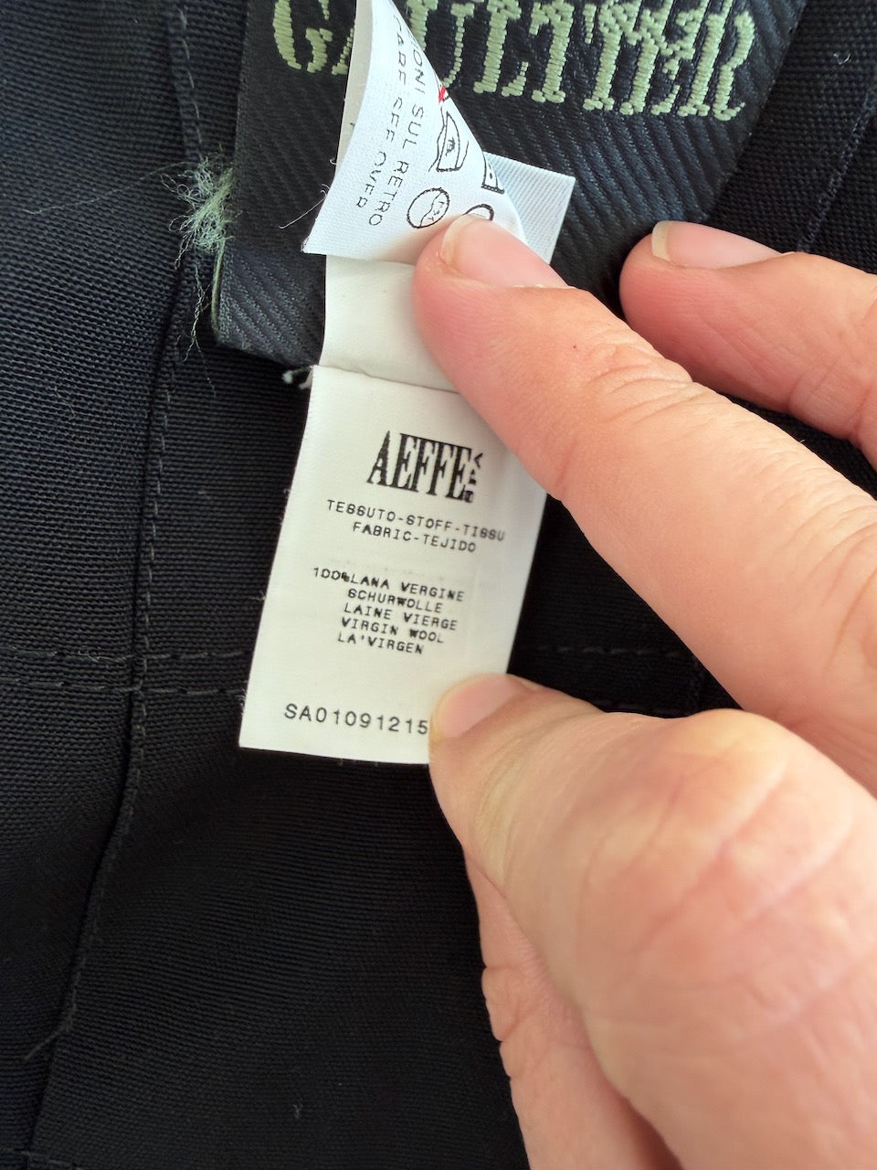 Vintage Jean Paul Gaultier Black Pleated Asymmetric Wool Skirt