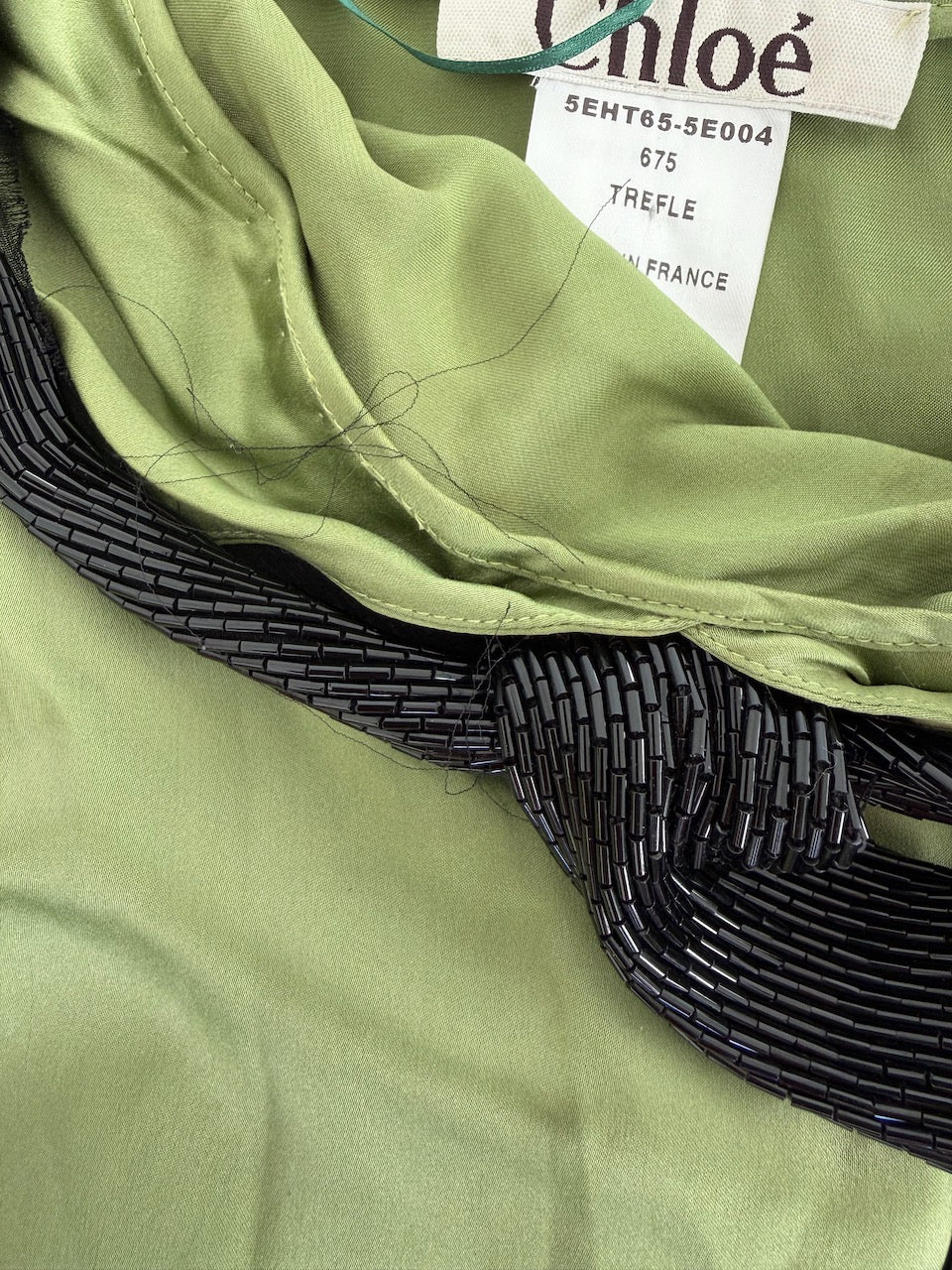 Vintage Chloé S/S 2005 Beaded Green Silk Camisole