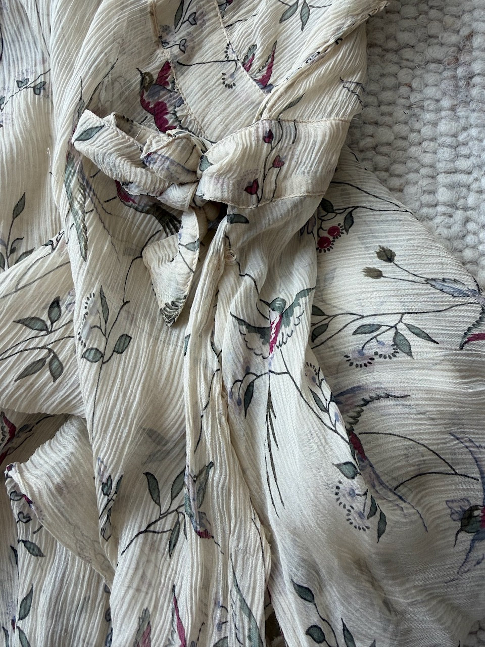 Vintage Marni F/W 2002 Silk Bird Print Sheer Dress