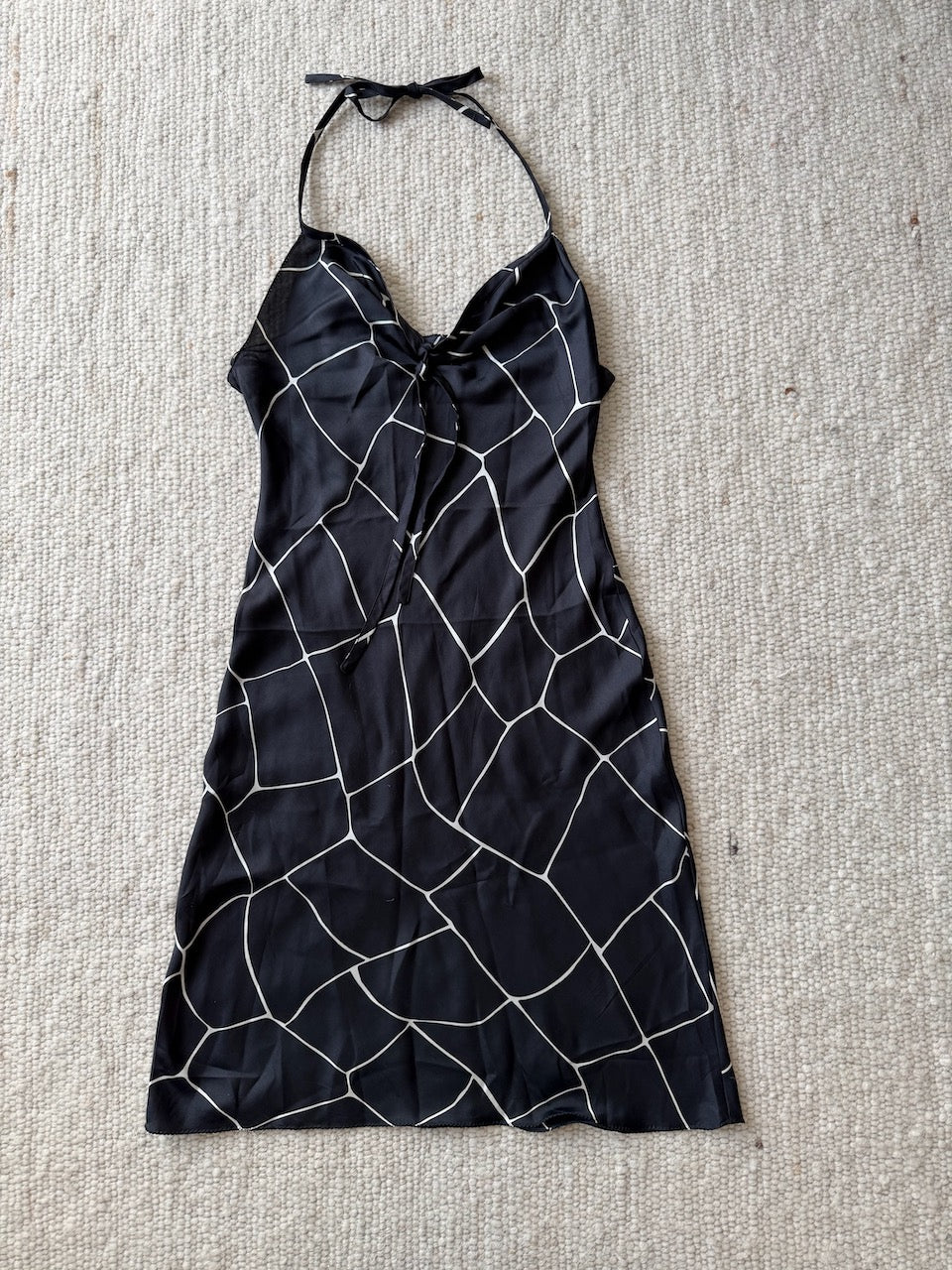 Vintage Miu Miu F/W 2000 Giraffe Print Black and White Silk Dress