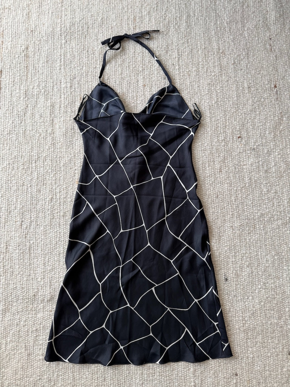 Vintage Miu Miu F/W 2000 Giraffe Print Black and White Silk Dress