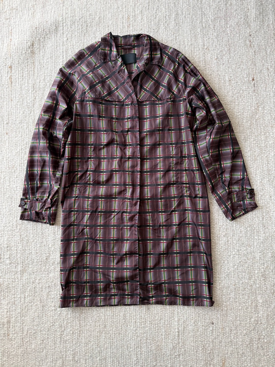 Vintage Prada S/S 2004 Purple Plaid Trench Coat