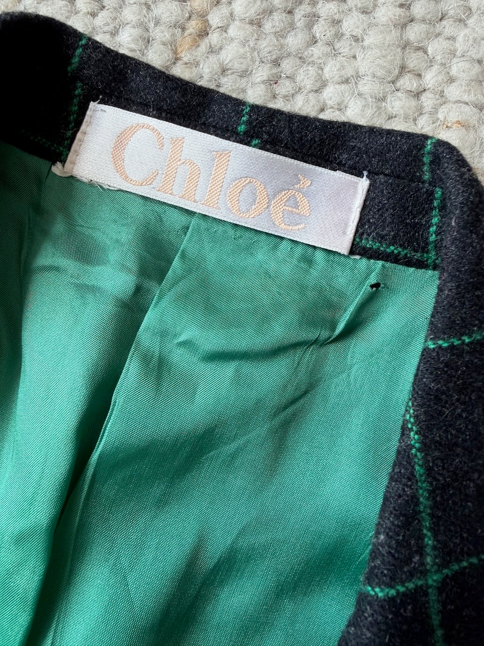Vintage Chloé F/W 1998 Green Check Wool Coat