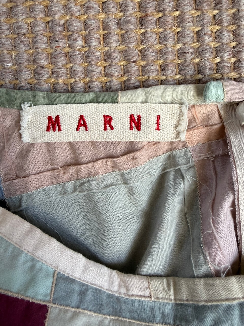 Vintage Marni F/W 2002 Cotton Patchwork Midi Skirt