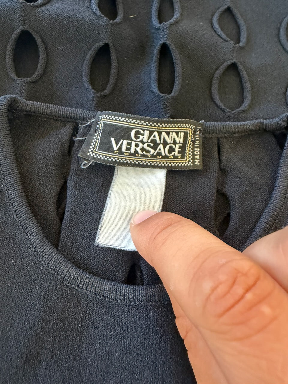 Vintage Gianni Versace S/S 2002 Black Perforated Top