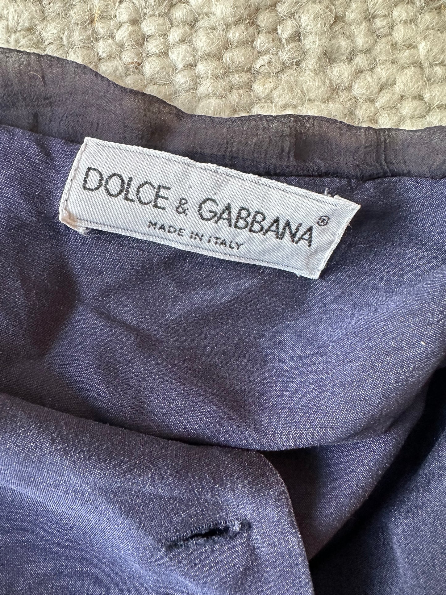 Vintage Dolce & Gabbana Blue Silk Blouse