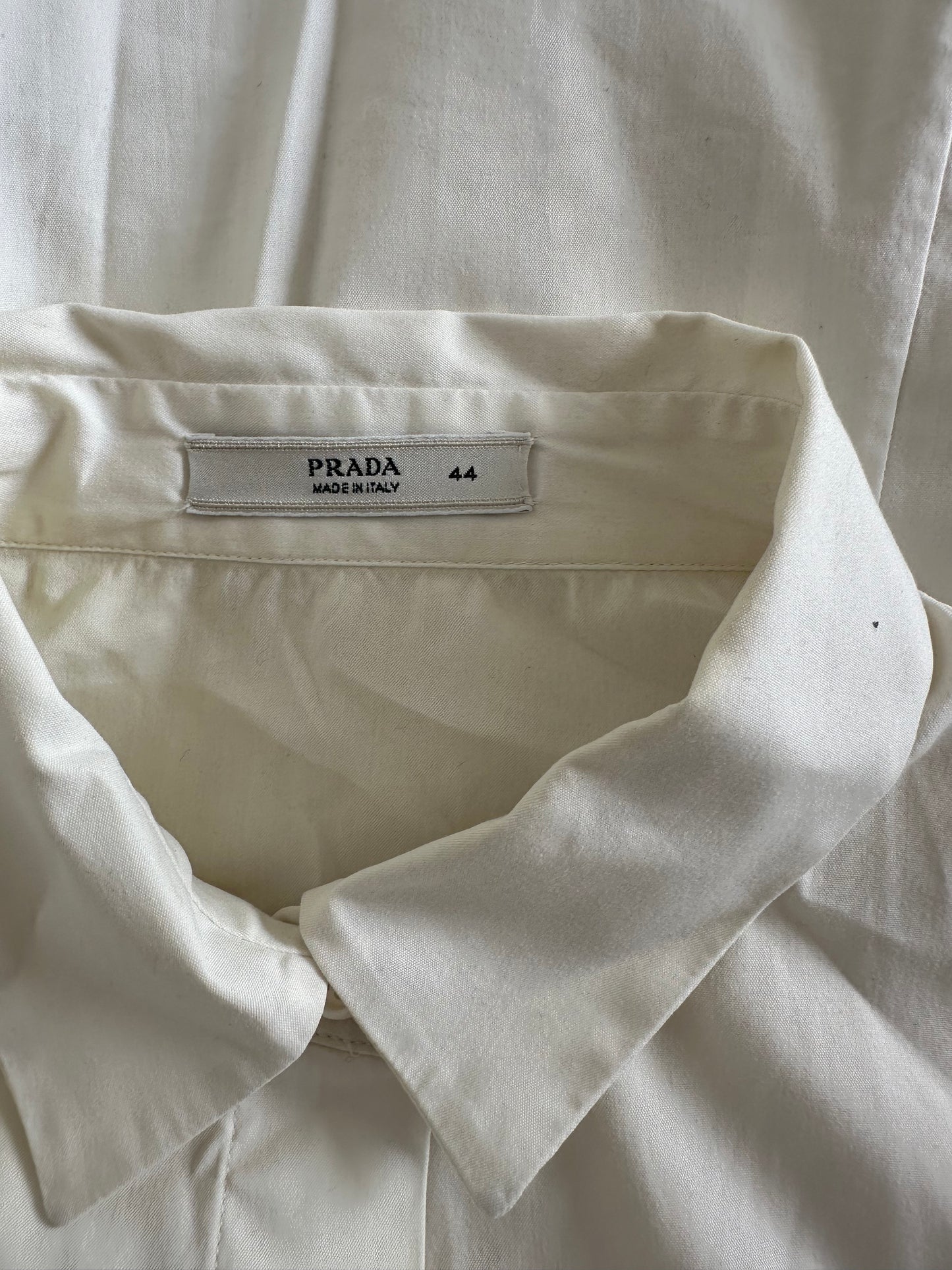 Prada White Cotton Shirt with Tie