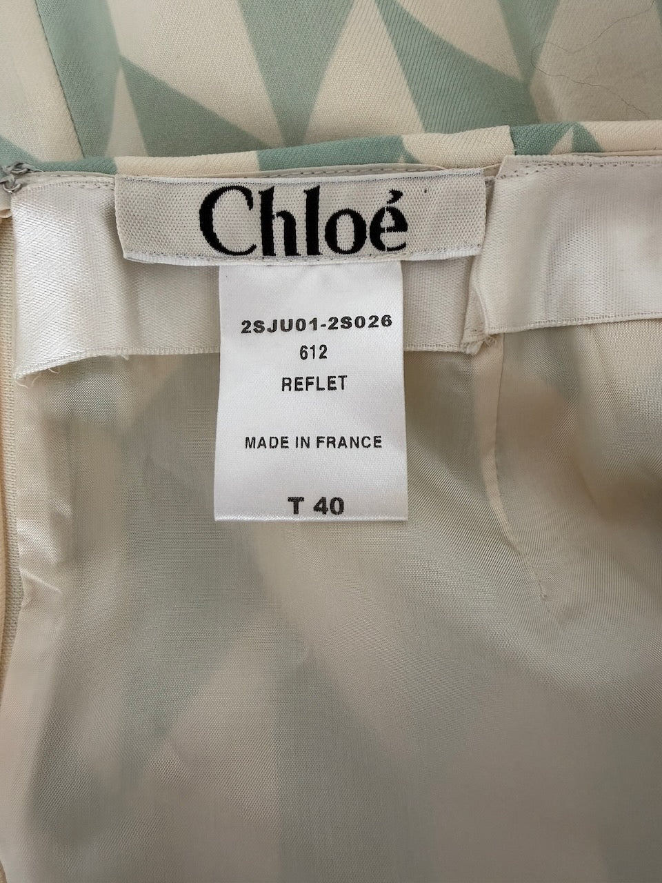 Chloé Green and White Harlequin Print Skirt