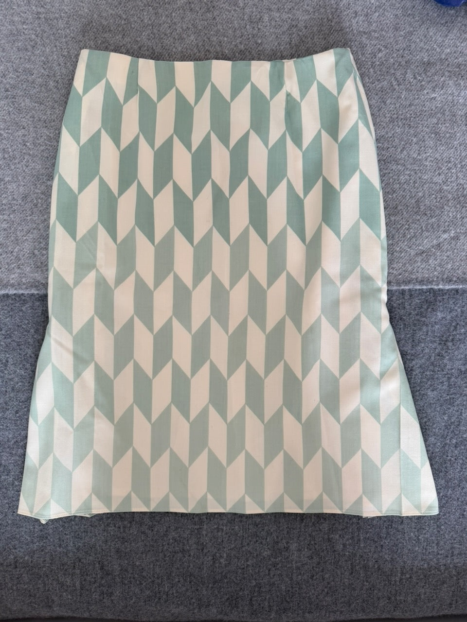Chloé Green and White Harlequin Print Skirt