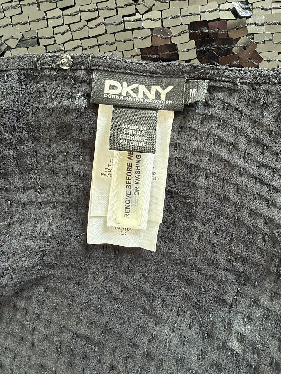 DKNY Black Sequin Backless Top