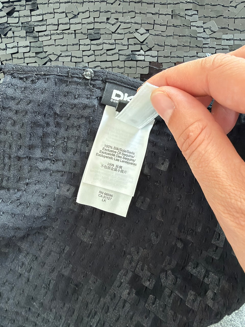 DKNY Black Sequin Backless Top