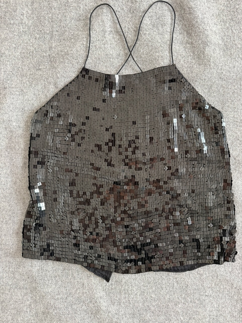 DKNY Black Sequin Backless Top