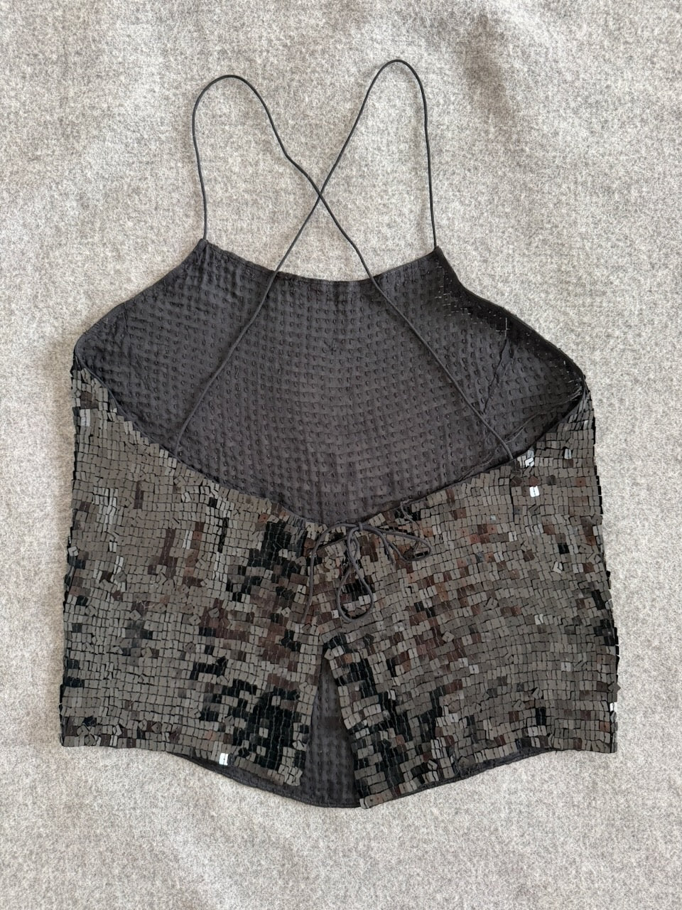 DKNY Black Sequin Backless Top
