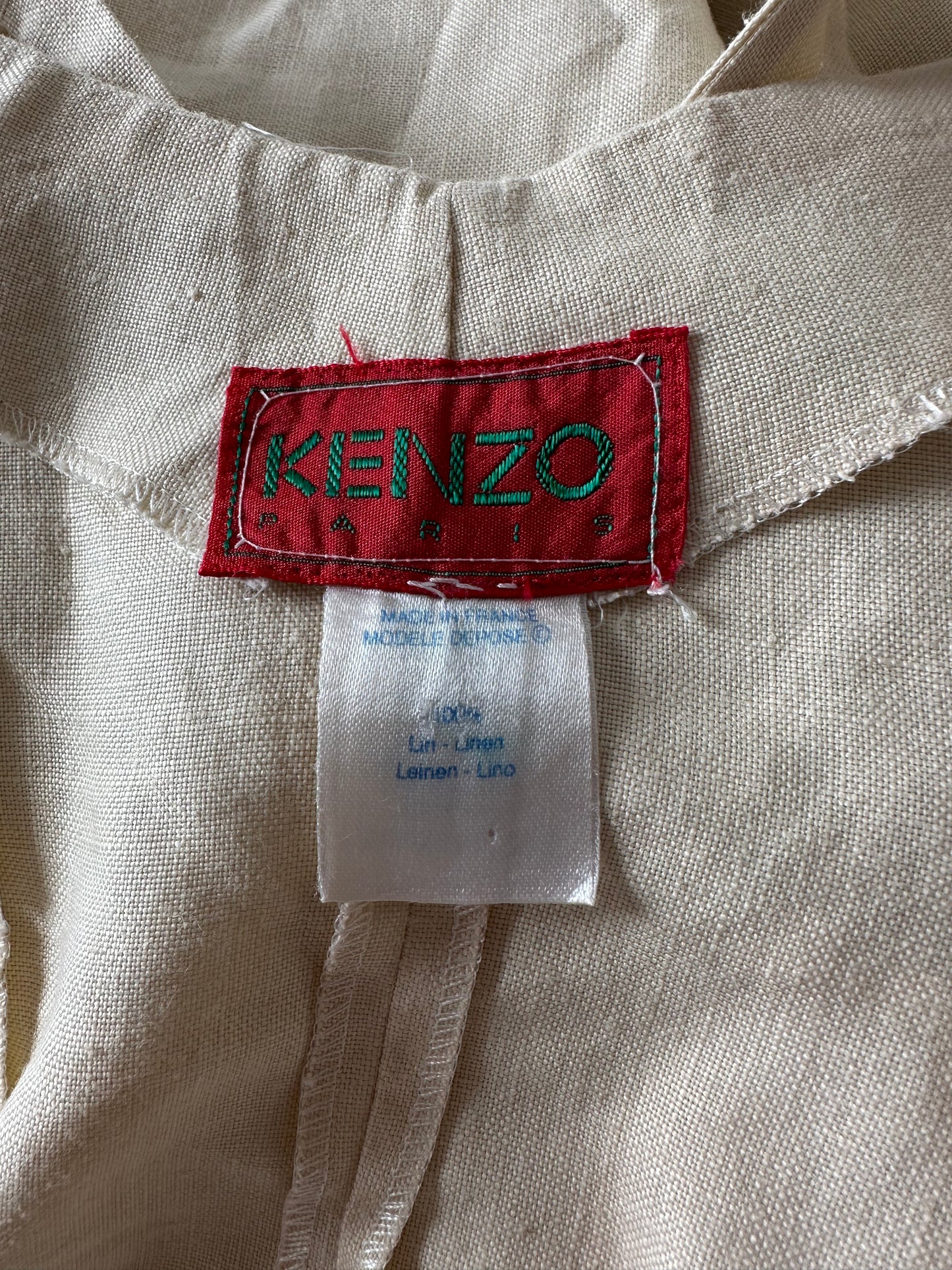 Vintage Kenzo Cream Linen Dress