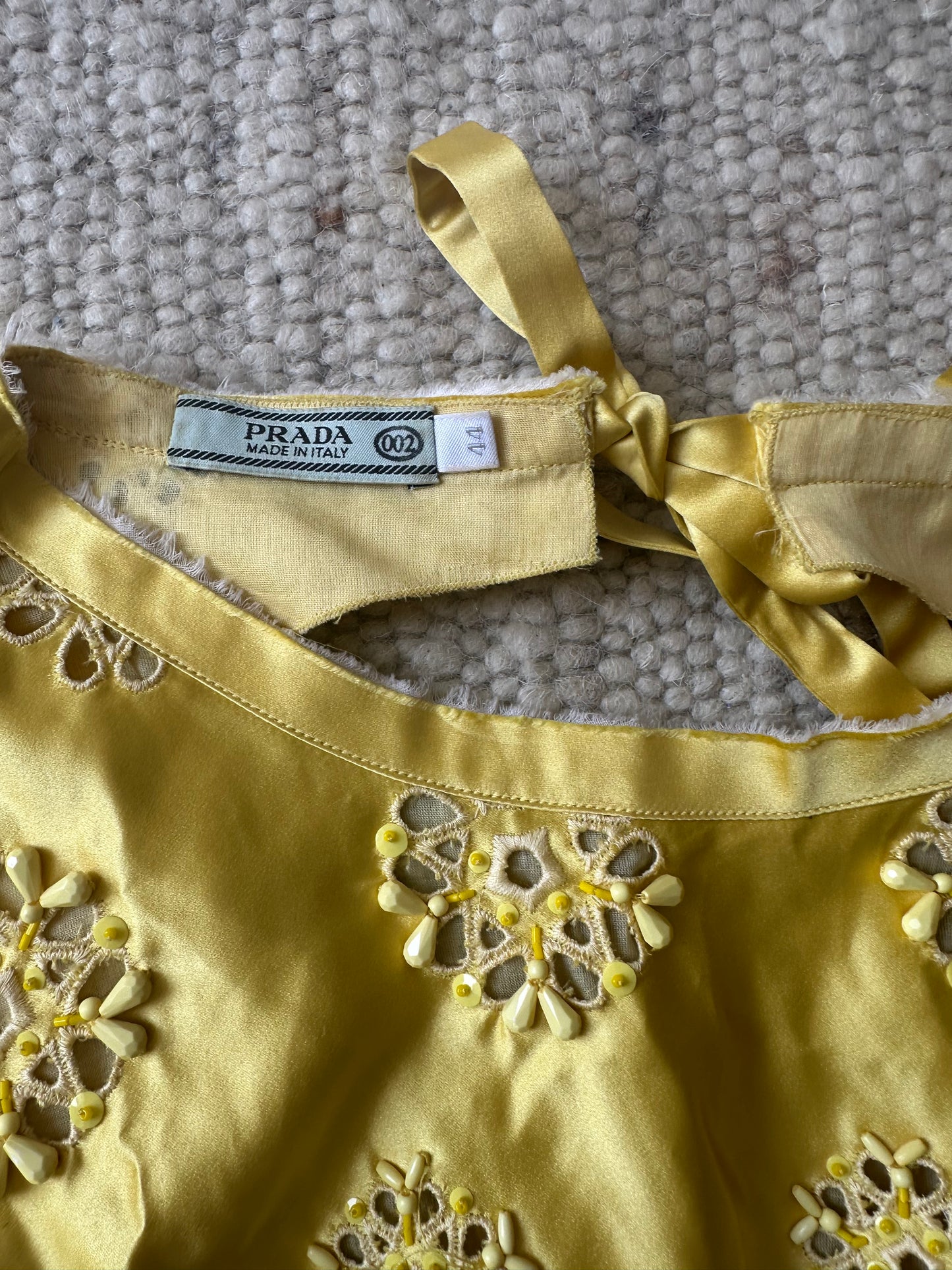 Vintage Prada Yellow Floral Backless Top
