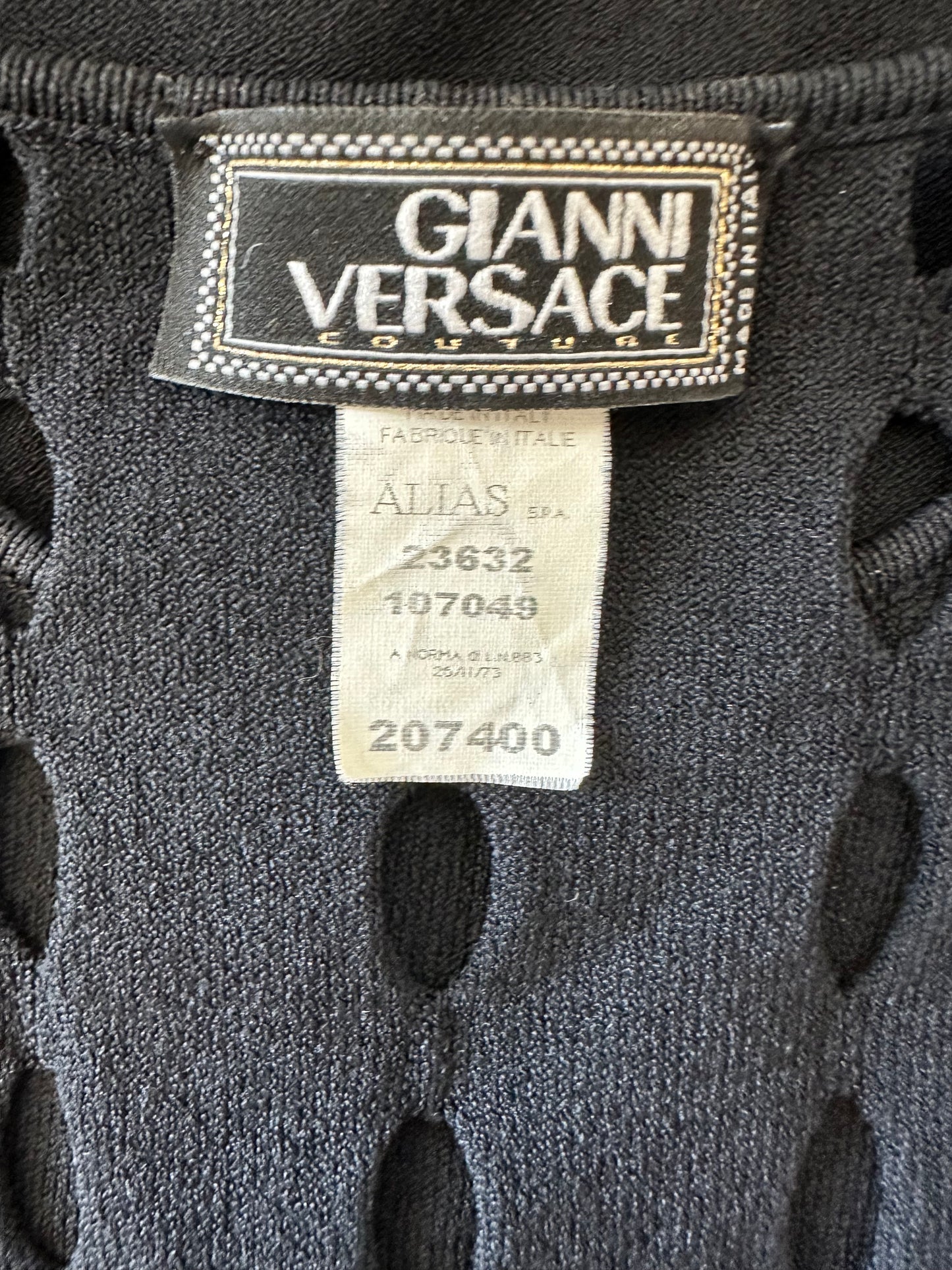 Vintage Gianni Versace S/S 2002 Black Perforated Top