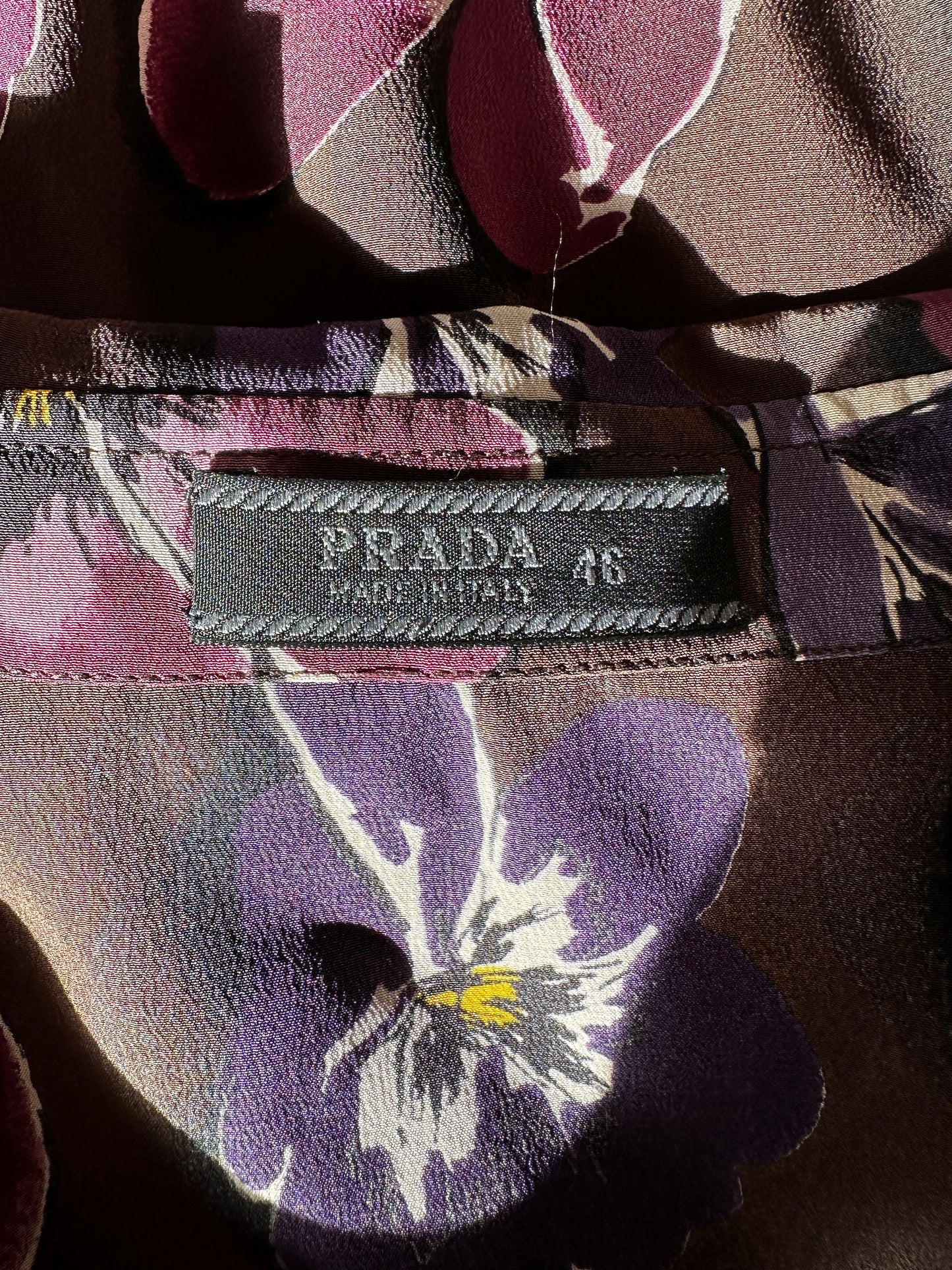 Vintage Prada F/W 2000 Purple Silk Floral Shirt