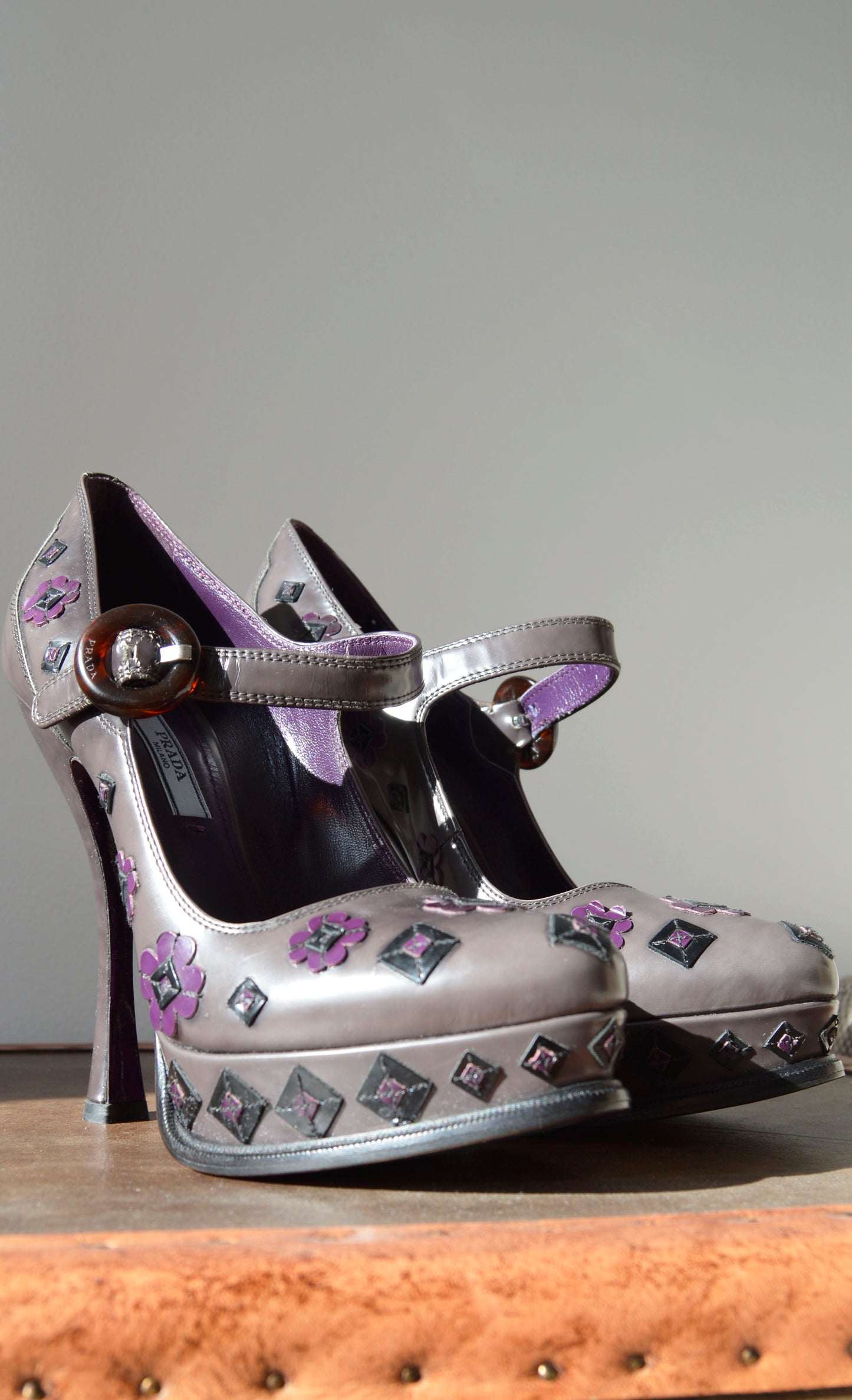 Prada F/W 2012 Purple Floral Platform Mary Janes